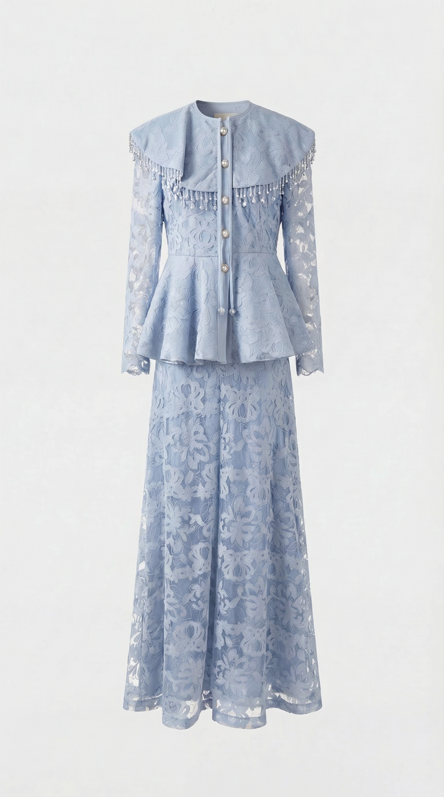 Tava - Spliced Appliqué Tassel Set Blue