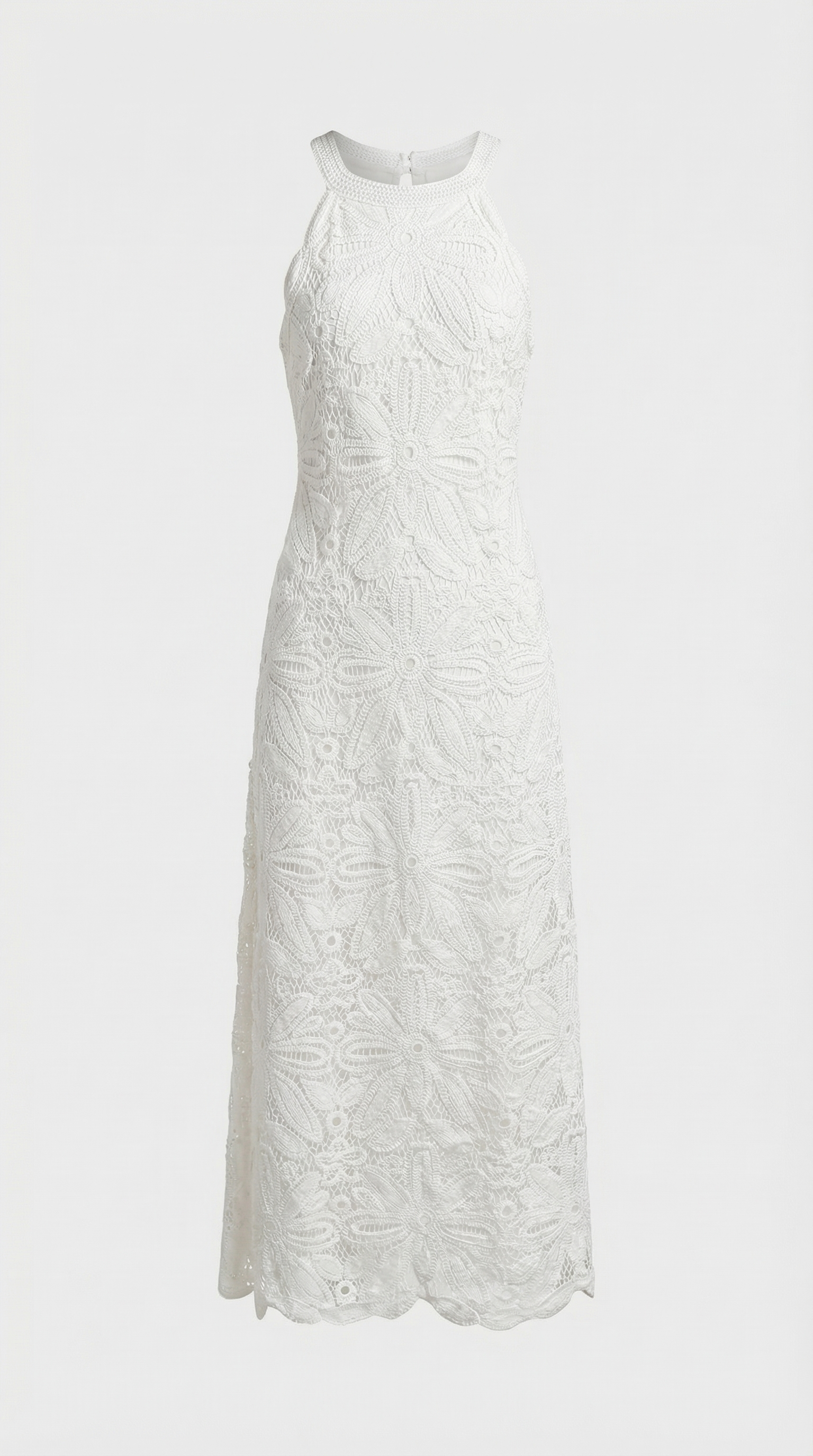 Nosa - Embroidered Halter-Neck Maxi Cotton Dress
