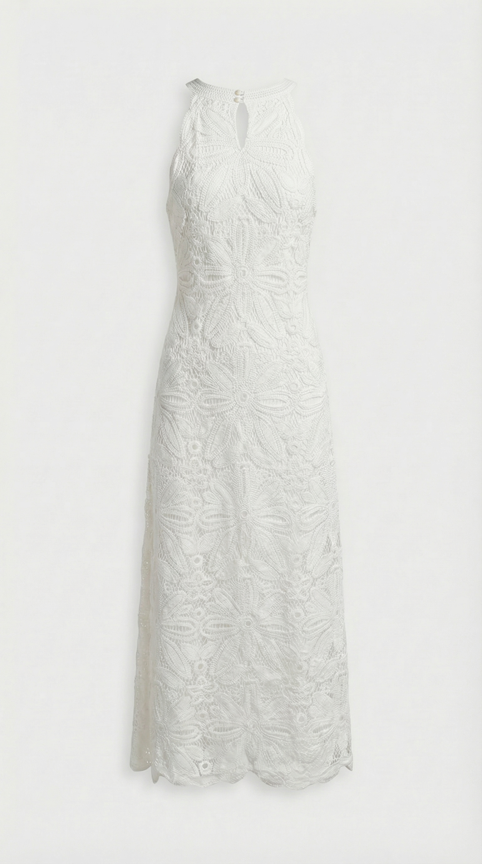 Nosa - Embroidered Halter-Neck Maxi Cotton Dress