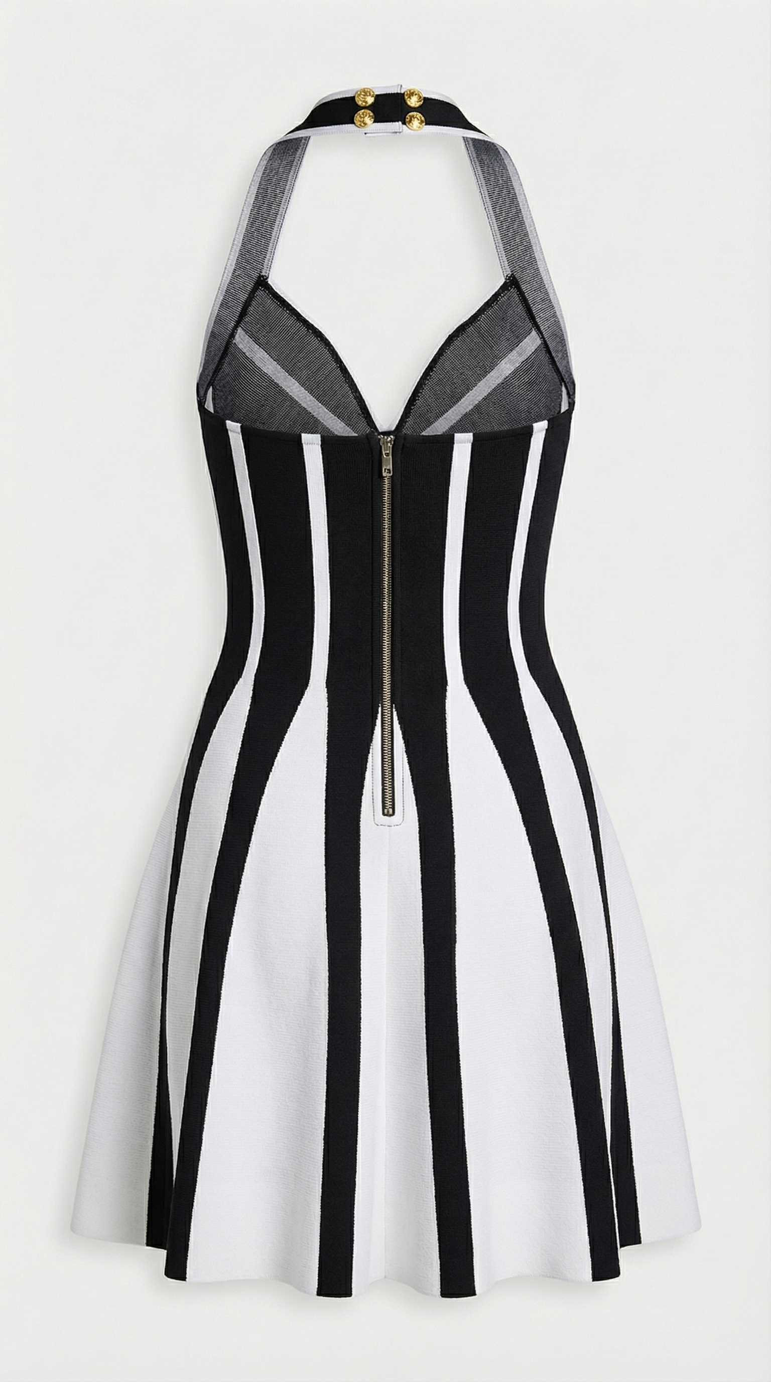 Xevra - Graphic Monochrome Halter Mini Dress