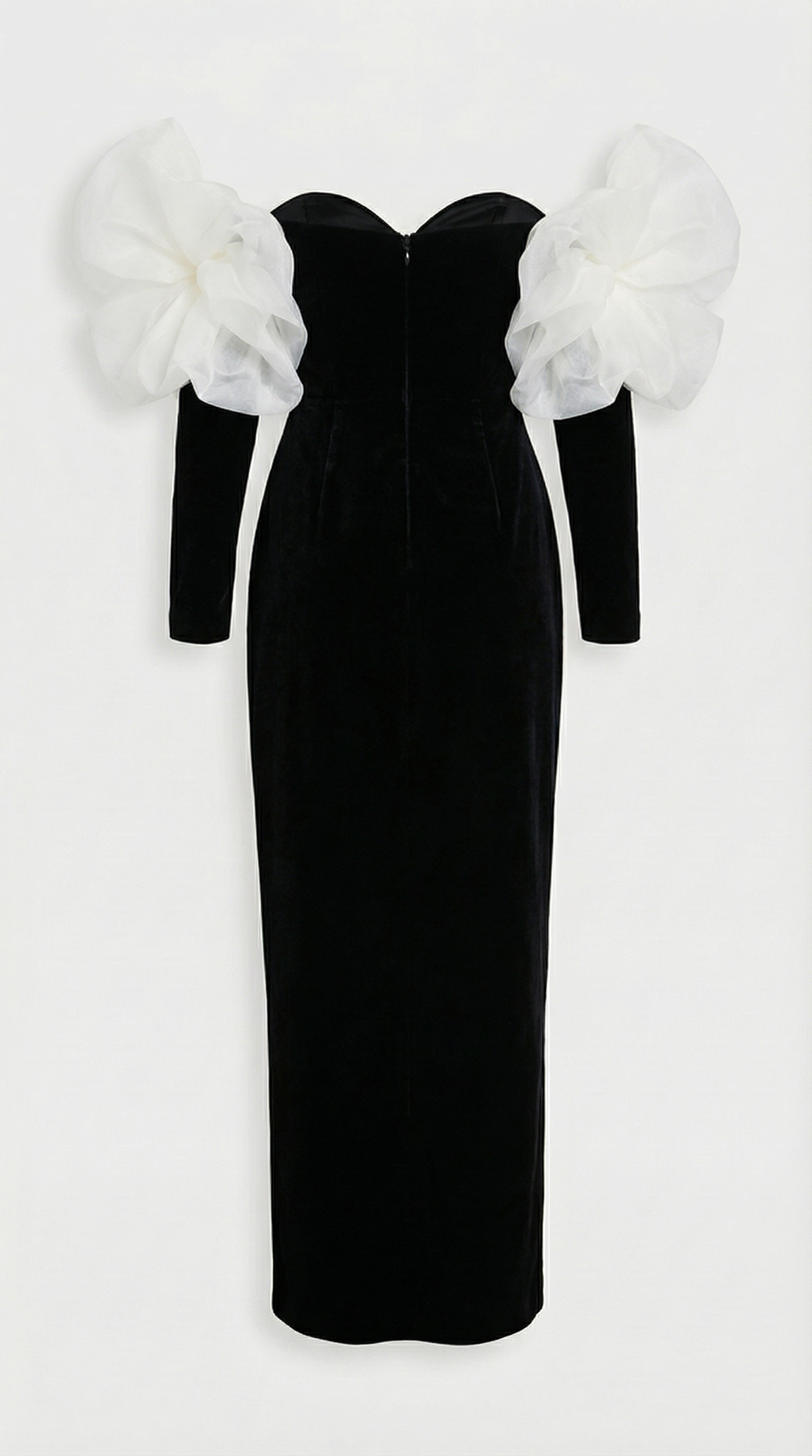 Druti - Puff-Sleeve Velvet Column Maxi Dress
