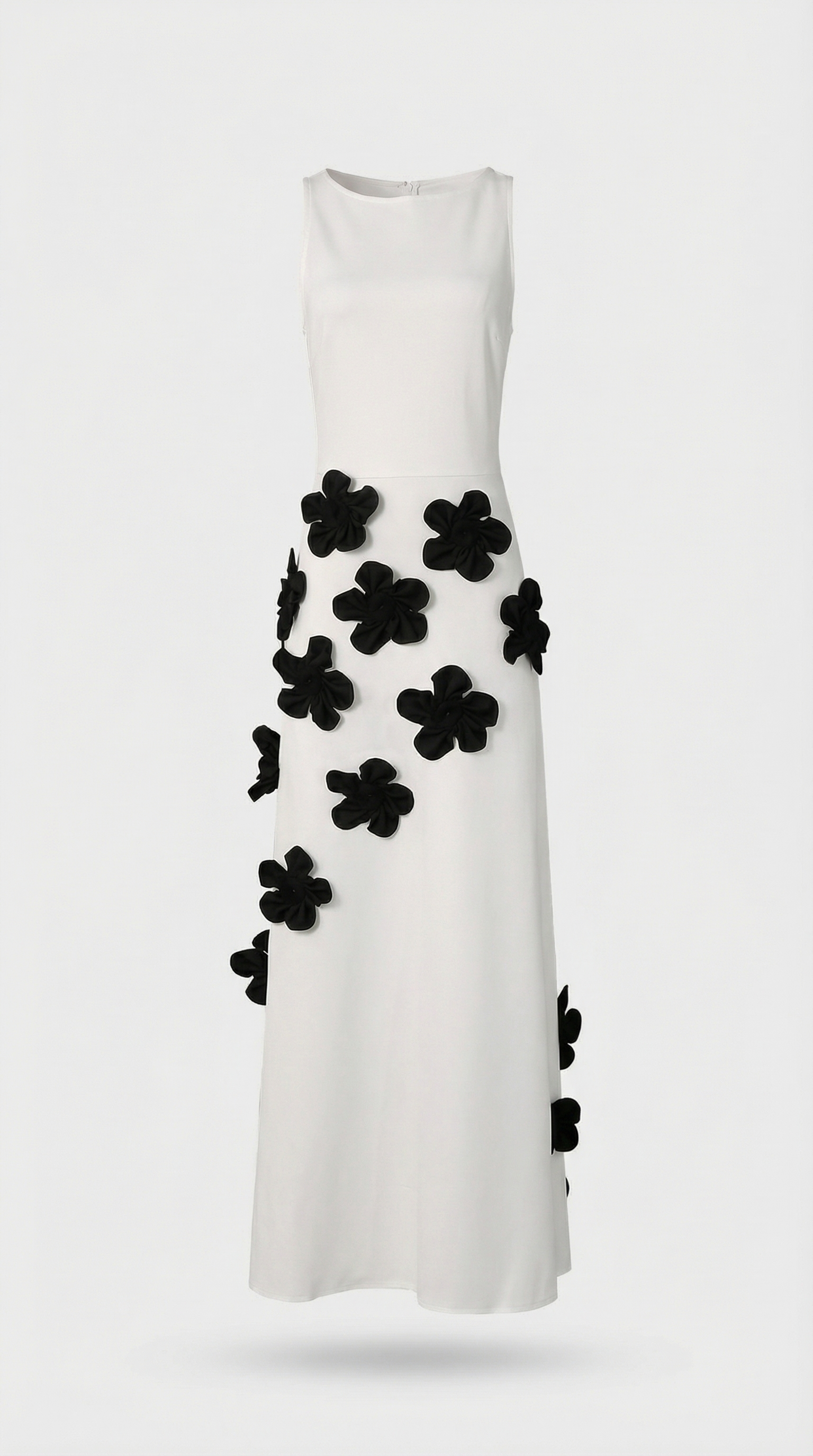 Dotta - 3D Floral Appliqué Sleeveless Maxi Dress White