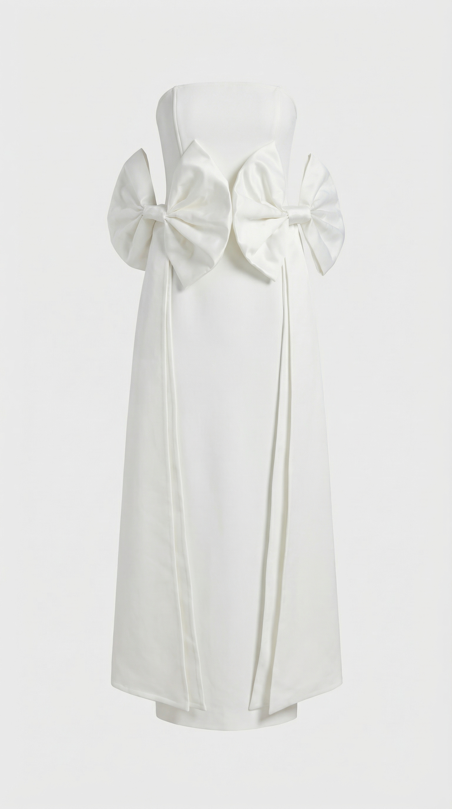 Keli - Triple-Bow Strapless Column Maxi Dress White