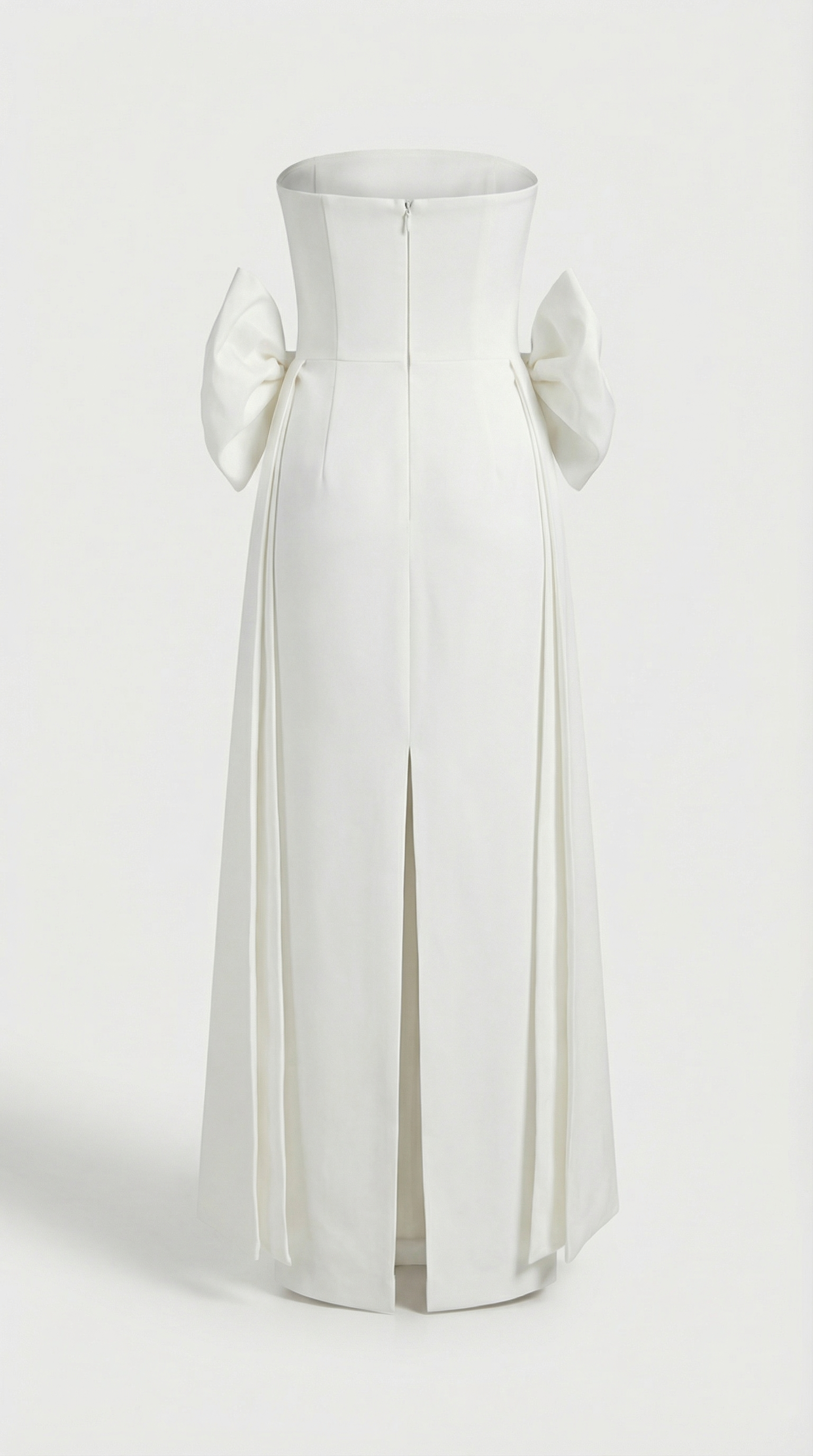 Keli - Triple-Bow Strapless Column Maxi Dress White