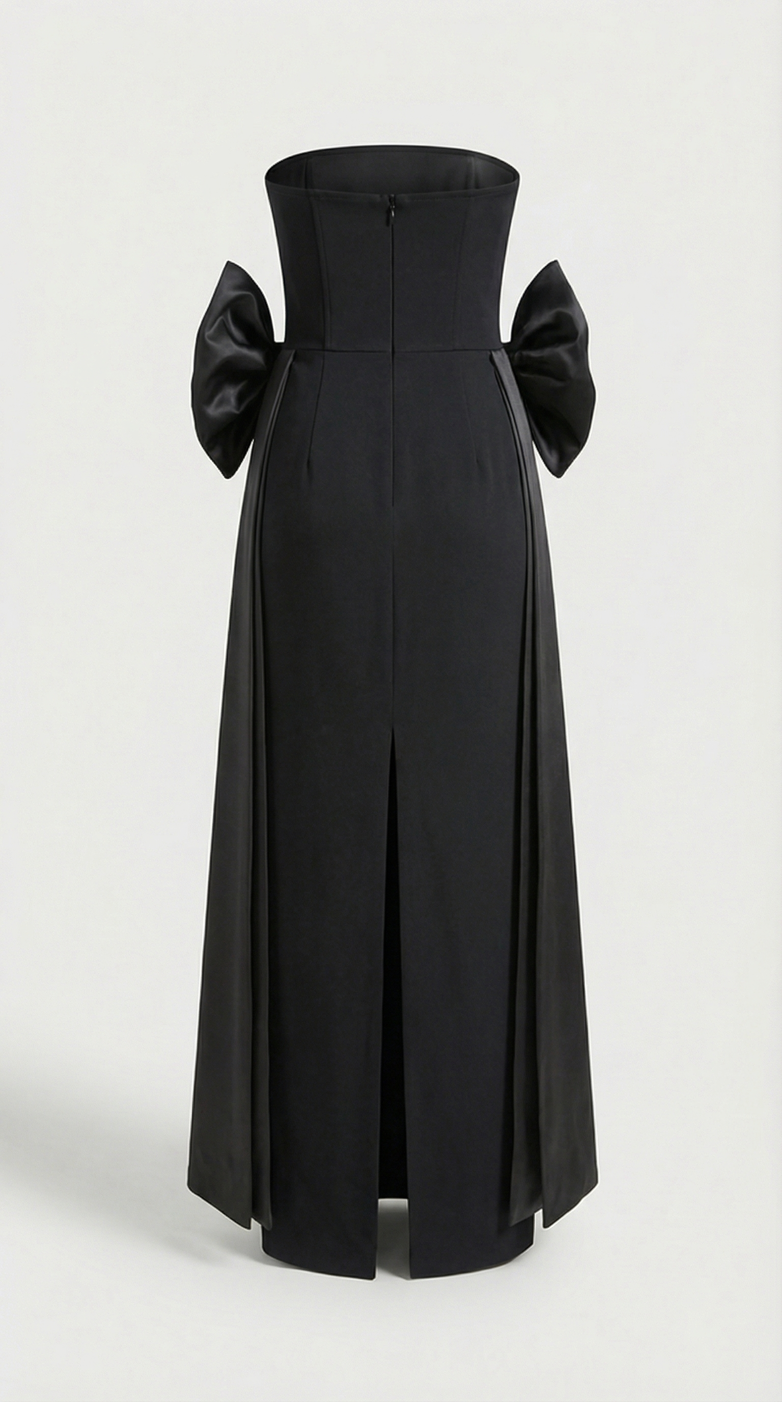 Keli - Triple-Bow Strapless Column Maxi Dress Black