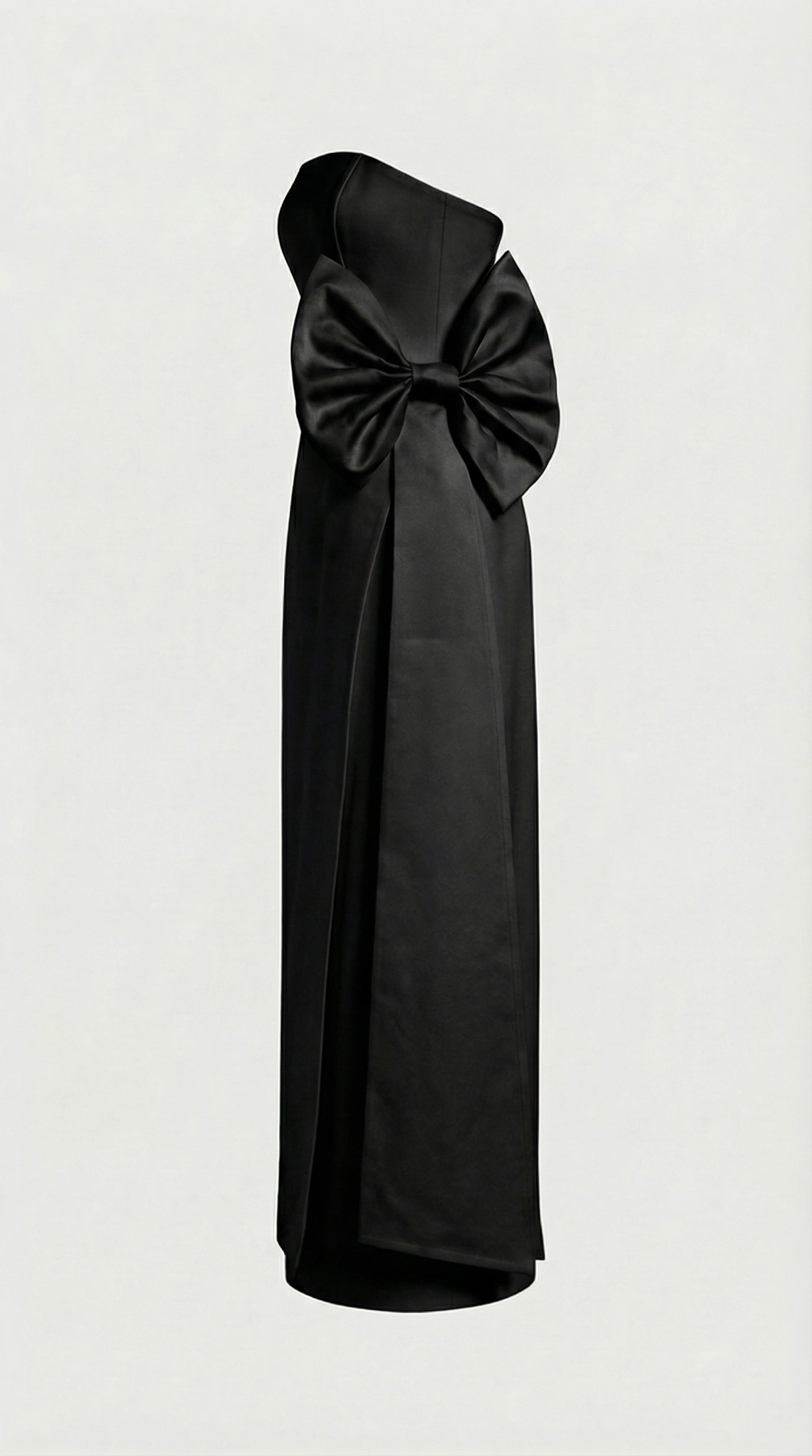 Keli - Triple-Bow Strapless Column Maxi Dress Black
