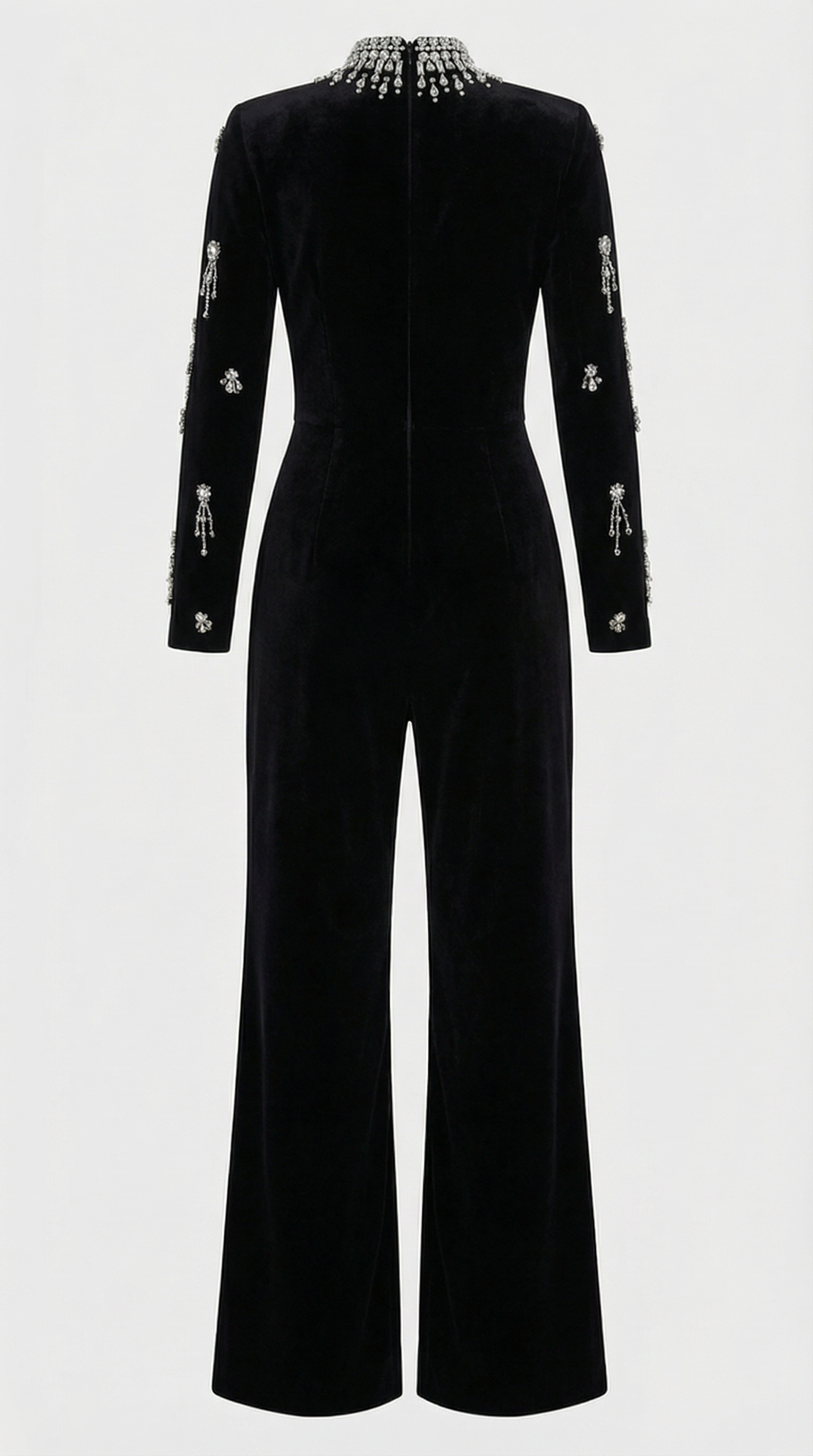 Zeri - Crystal-Embellished Velvet Wide-Leg Jumpsuit