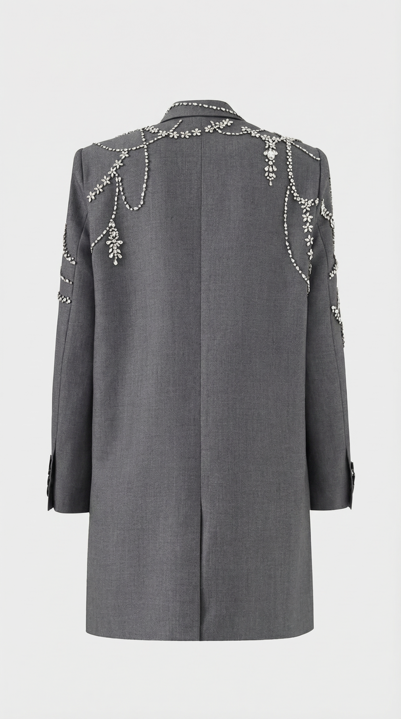 Veno - Crystal-Draped Double-Breasted Blazer Dress Grey