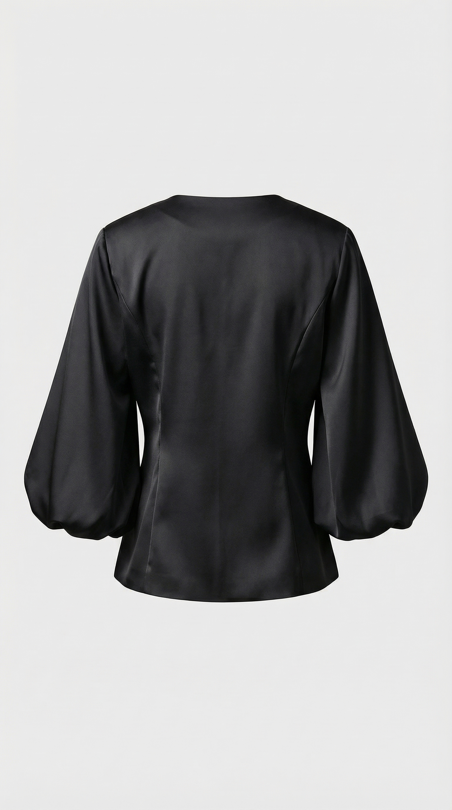 Keni - Metal-Button Puff-Sleeve Top Black