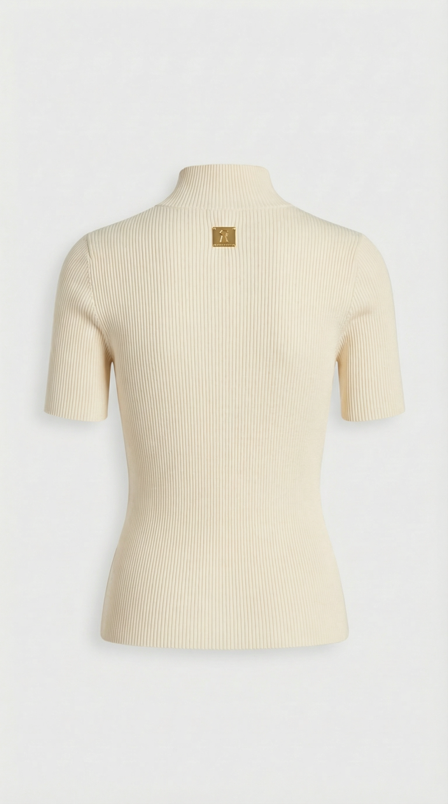 Solo - Keyhole-Detail Ribbed Knit Top Beige