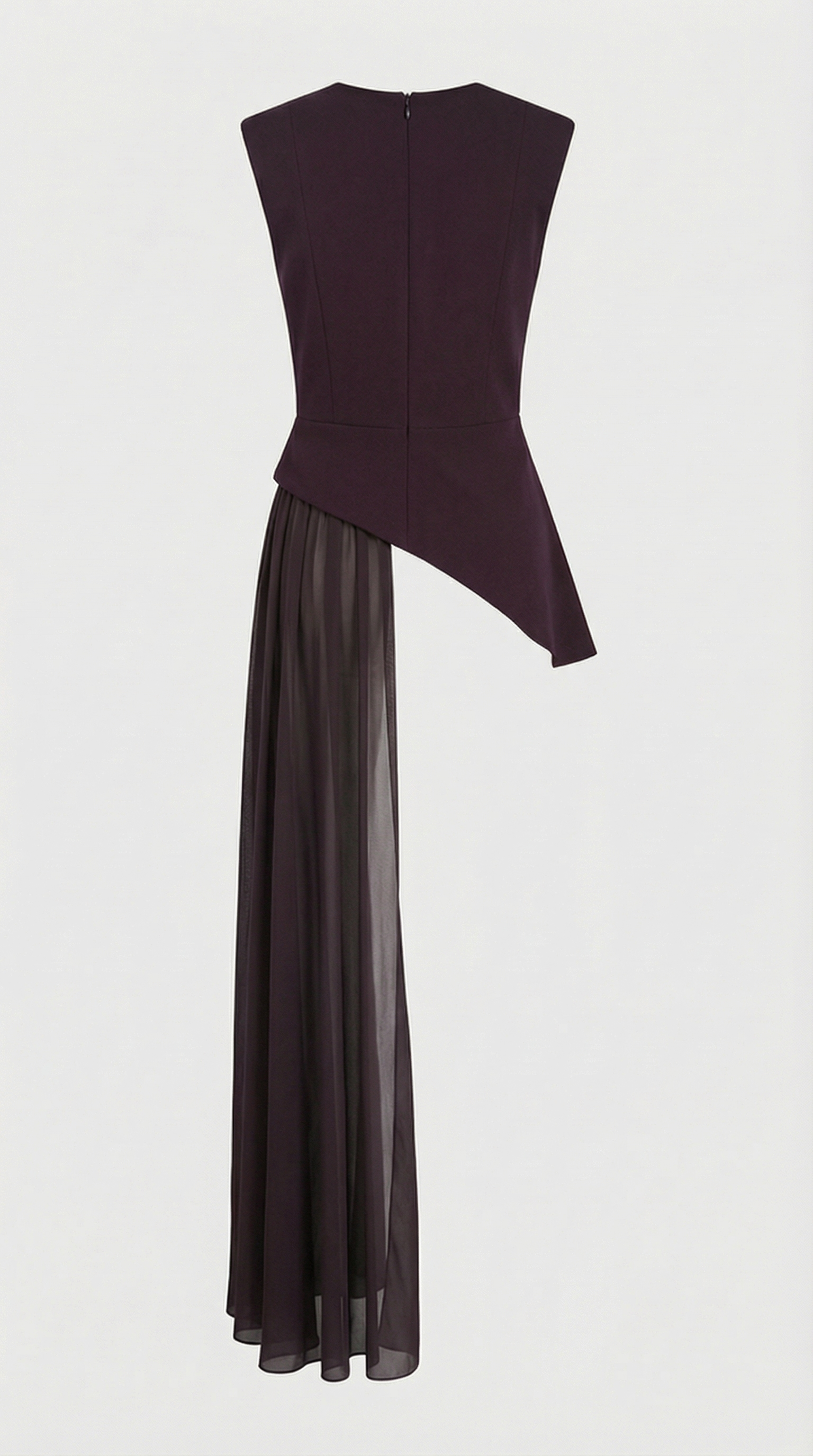 Mara - Asymmetrical Chiffon-Draped Peplum Top Burgundy