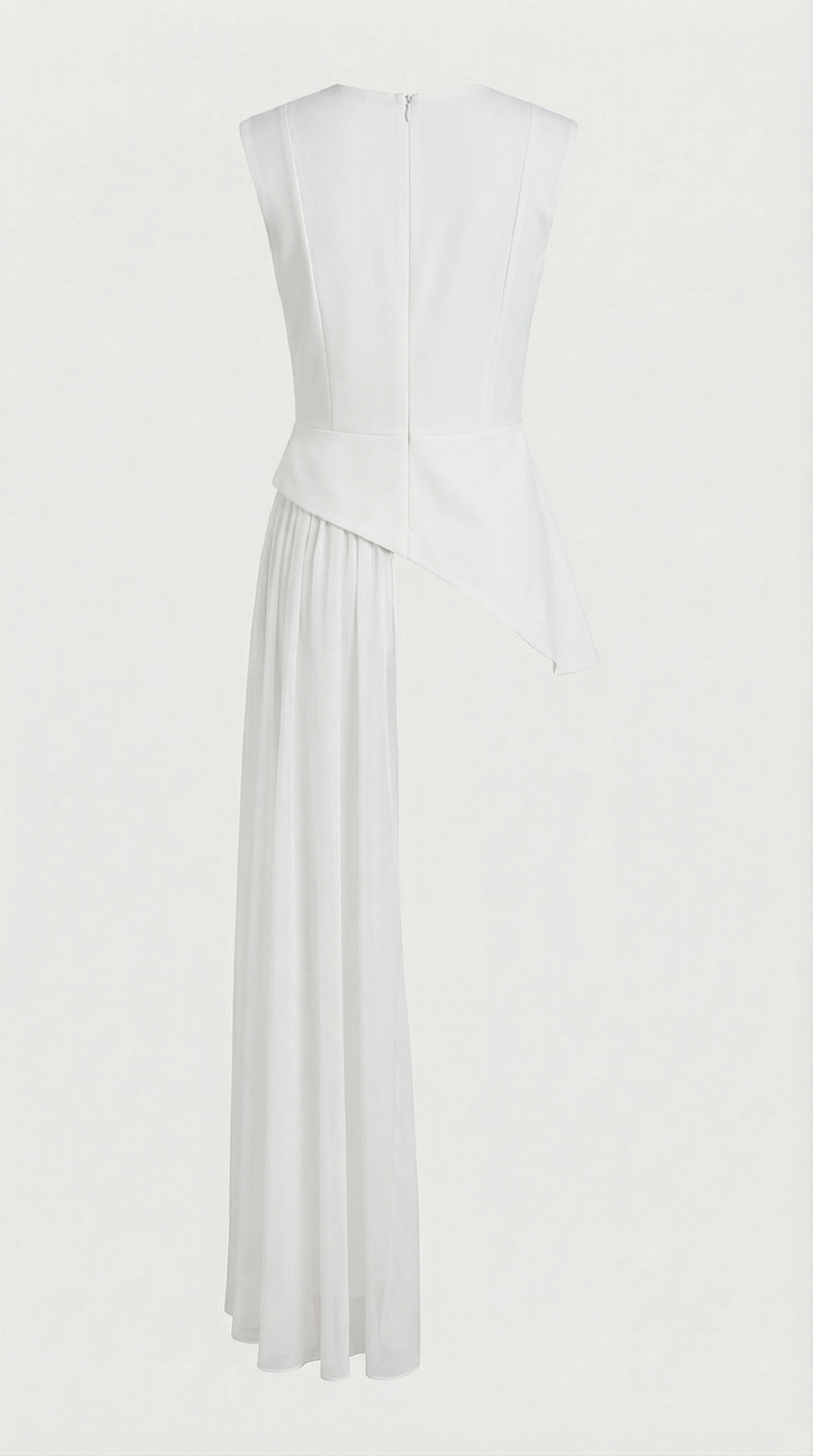 Mara - Asymmetrical Chiffon-Draped Peplum Top White