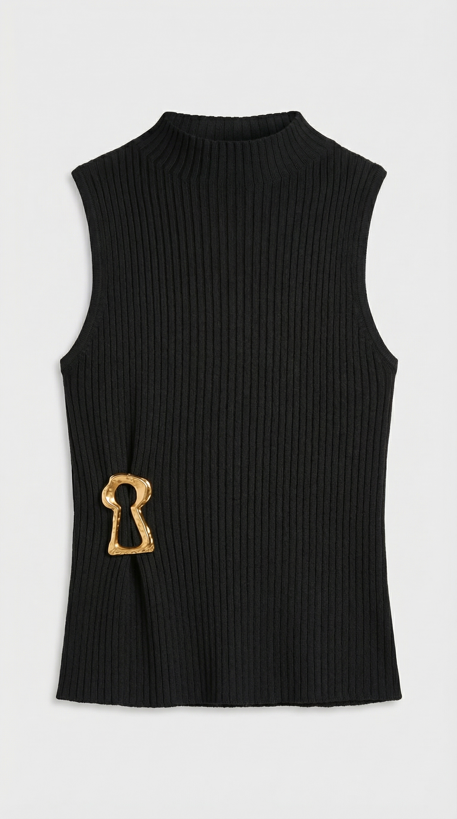 Corso - Keyhole-Detail Sleeveless Ribbed Top Black