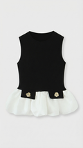 ONASIS - TOP PEPLUM DE MEDIOS MIXTOS EN CONTRASTE