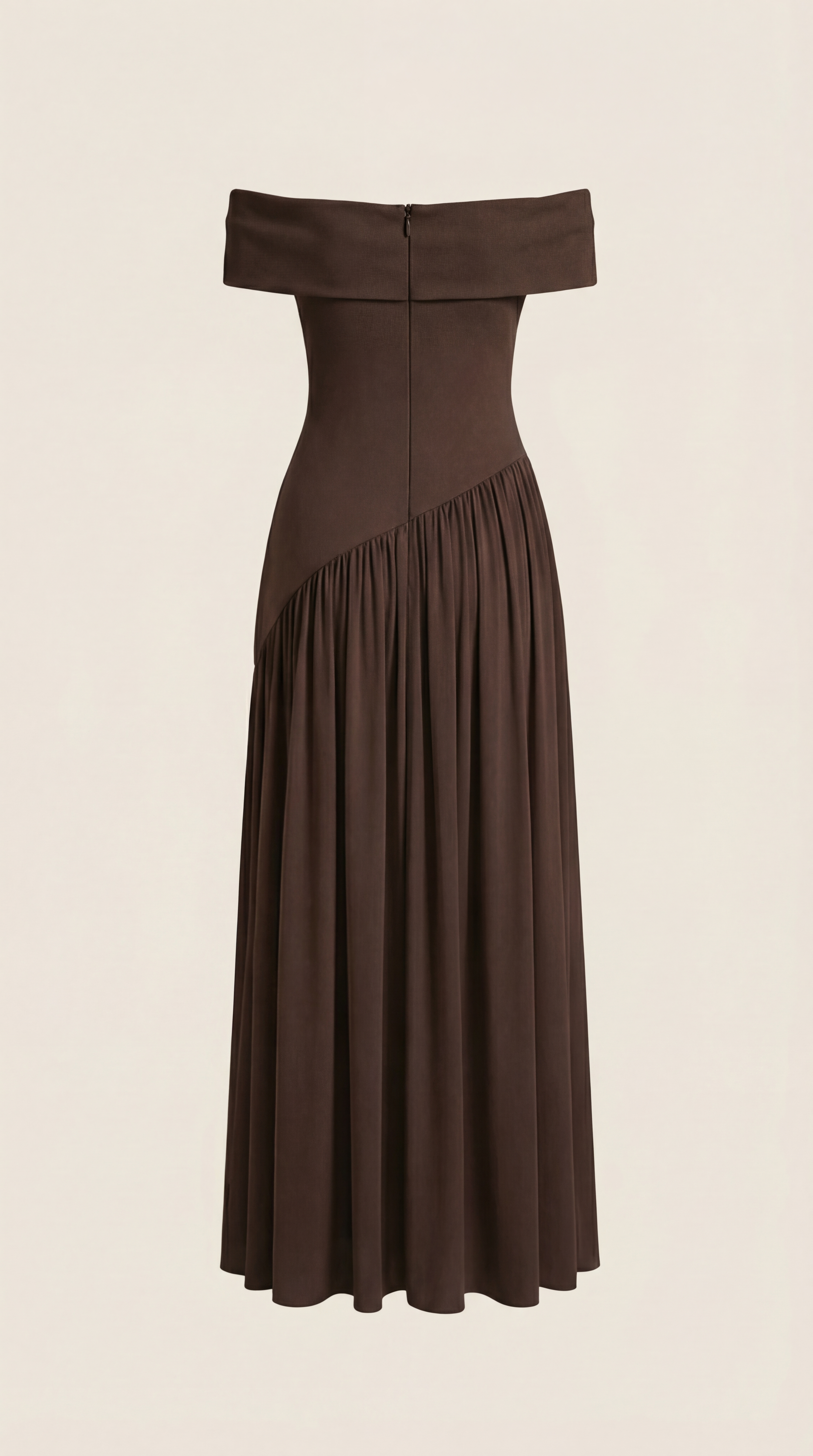 Fleur - Strapless Dress with Extravagant High Slit Brown