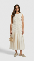 Bia - Chevron Lace-Trimmed Midi Dress