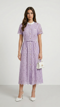 Zalia - Victorian Lace Belted Midi Dress