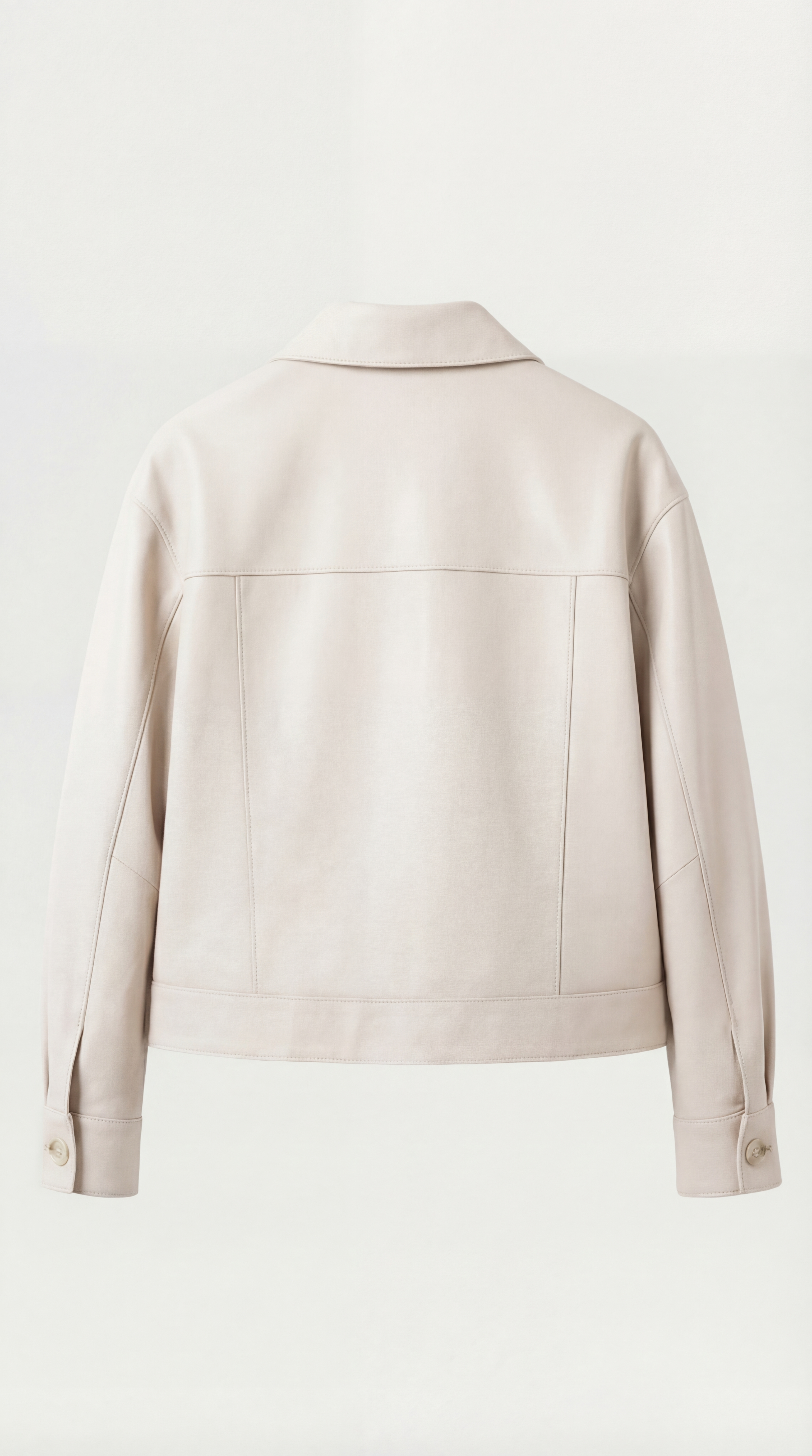 Cela - Square Collar Genuine Leather Short Jacket White