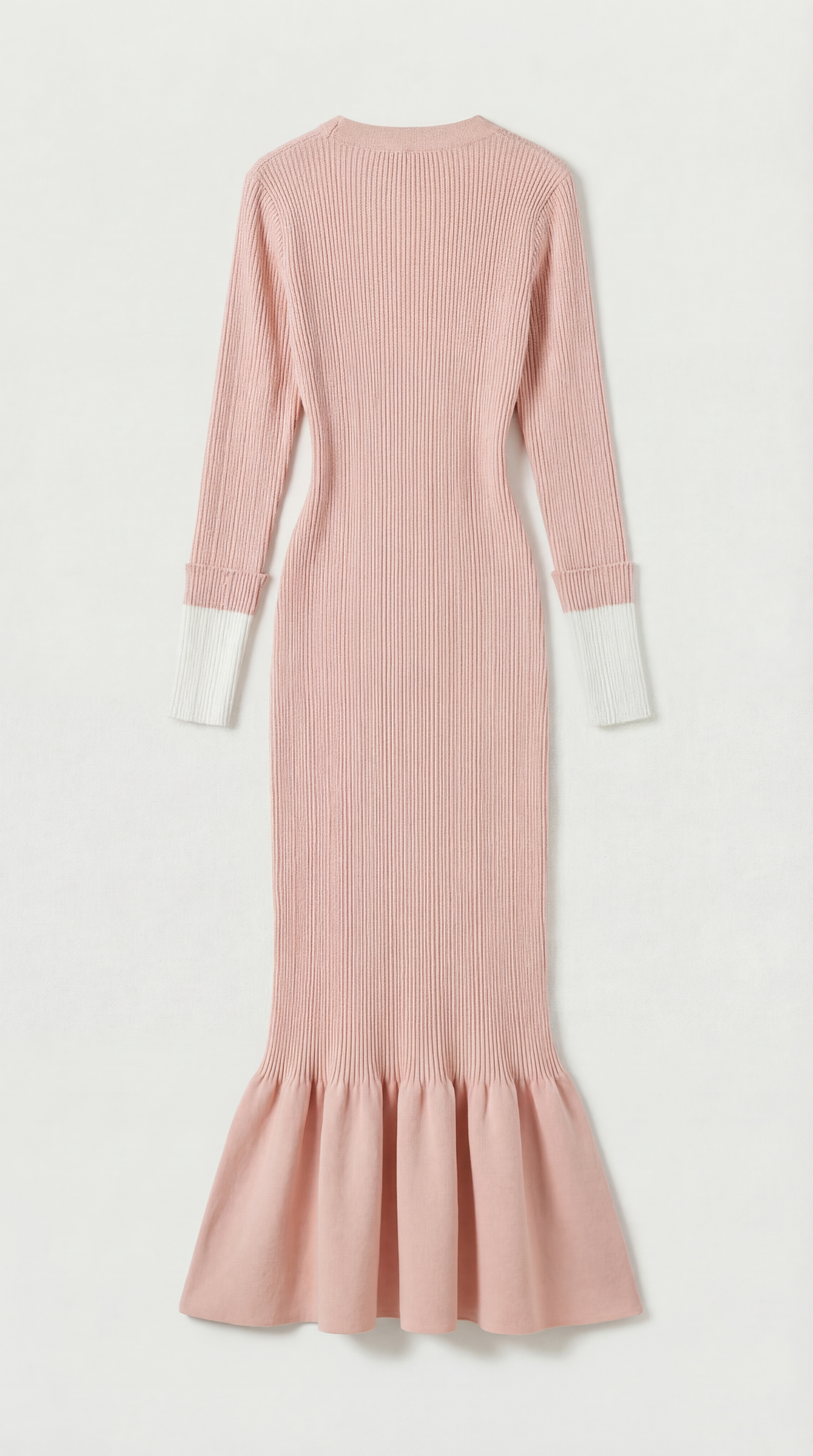 Yva - Fishtail Dress Women with Deep V Neck and Jewellery Buttons Pink