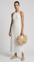 Nosa - Embroidered Halter-Neck Maxi Cotton Dress