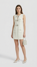 Reta - Triple Bow Crystal-Embellished Tweed Dress