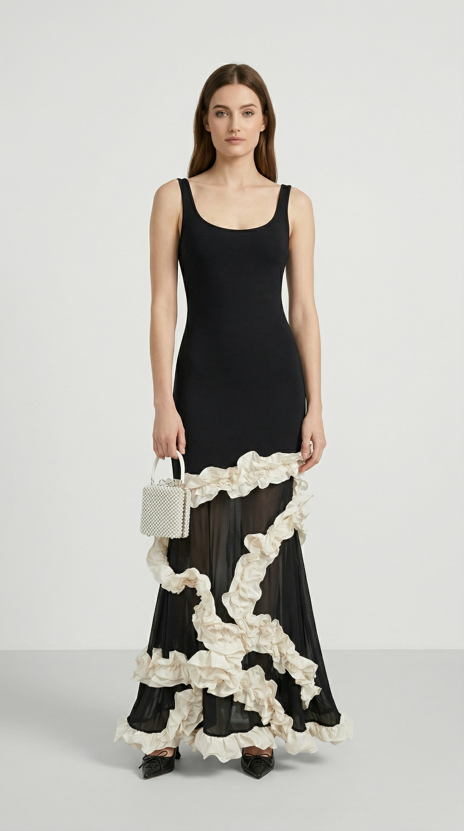 Voki - Ruffled-Trim Maxi Mermaid Dress