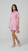Riri - Ribbed Knit Polo Mini Dress