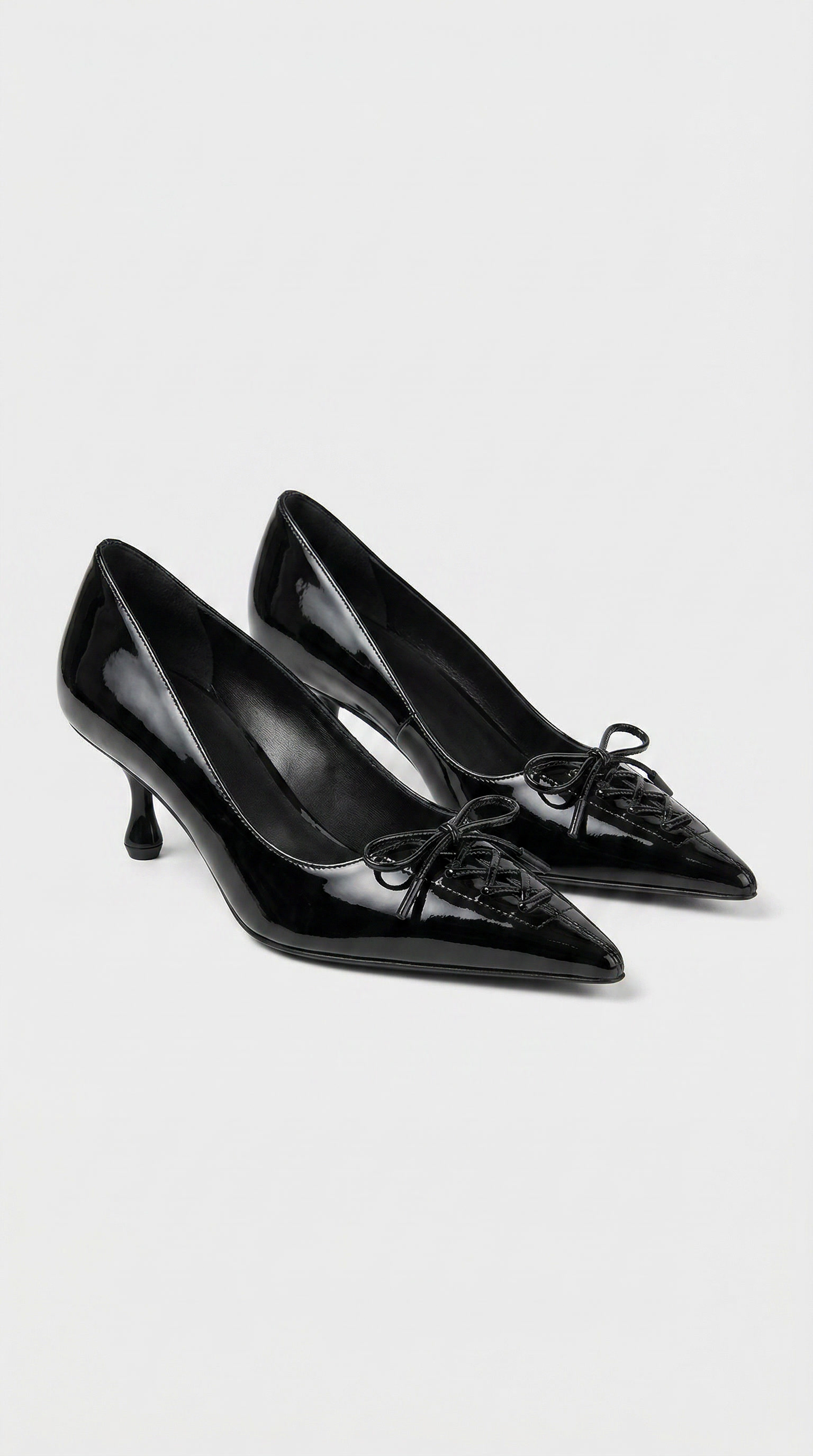 Namos - Lace-Up Pointed-Toe Kitten Heel Black
