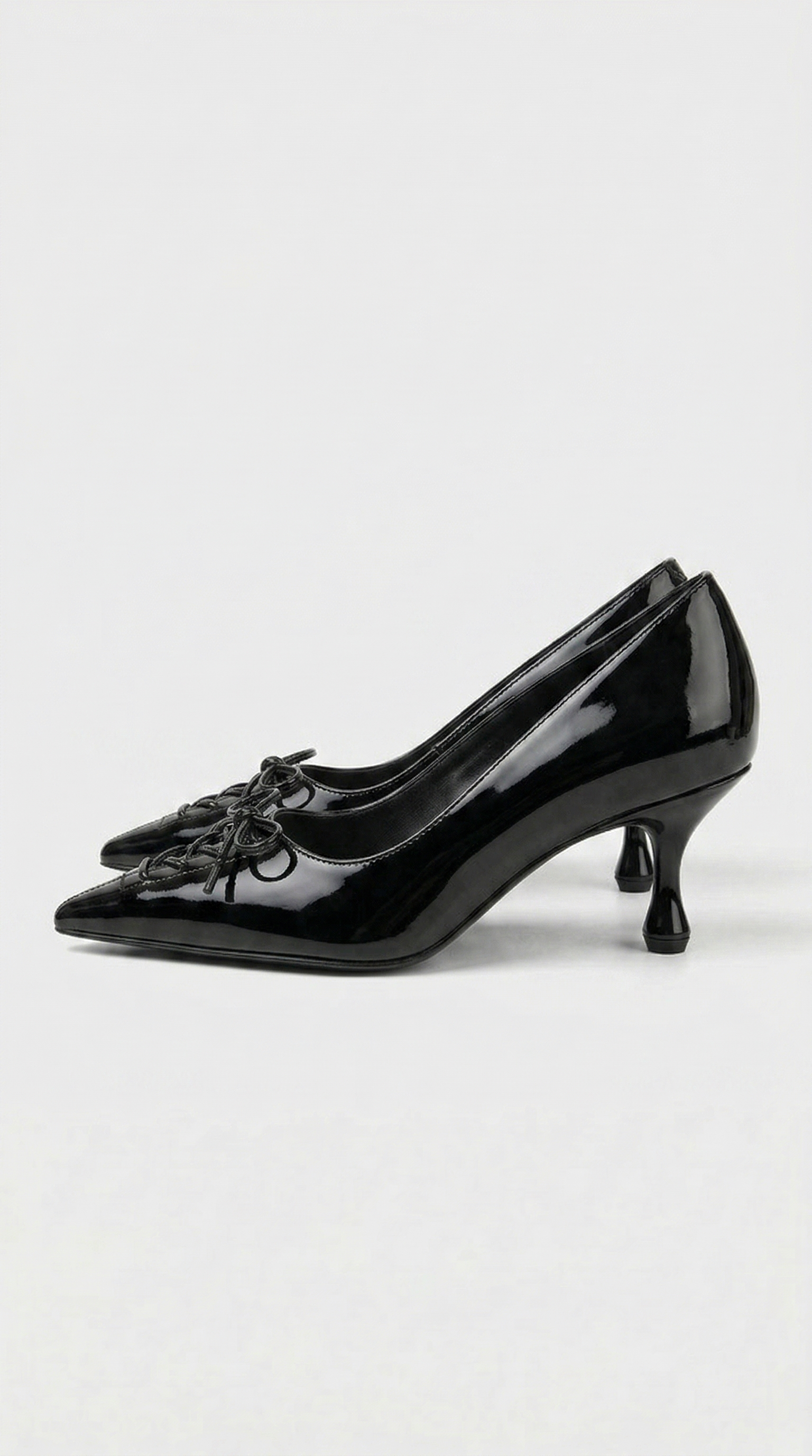 Namos - Lace-Up Pointed-Toe Kitten Heel Black