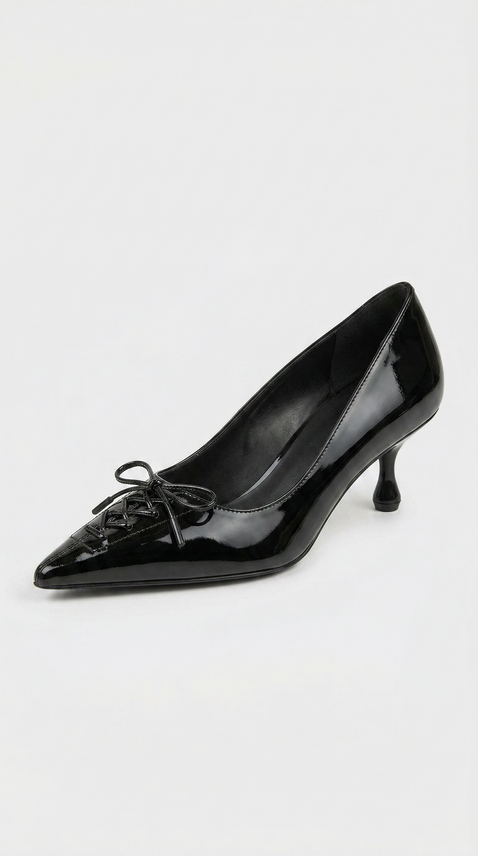 Namos - Lace-Up Pointed-Toe Kitten Heel Black