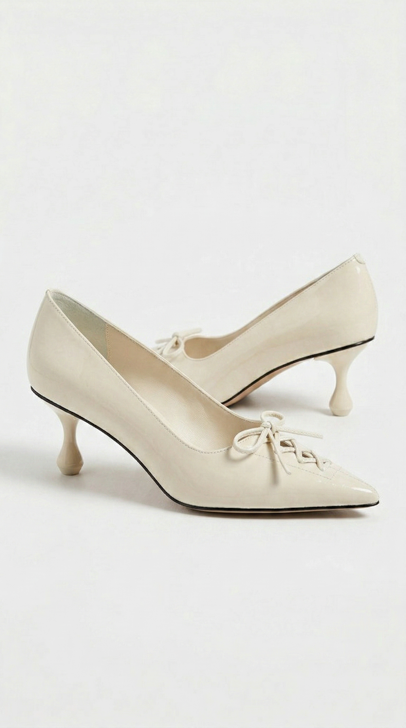 Namos - Lace-Up Pointed-Toe Kitten Heel White