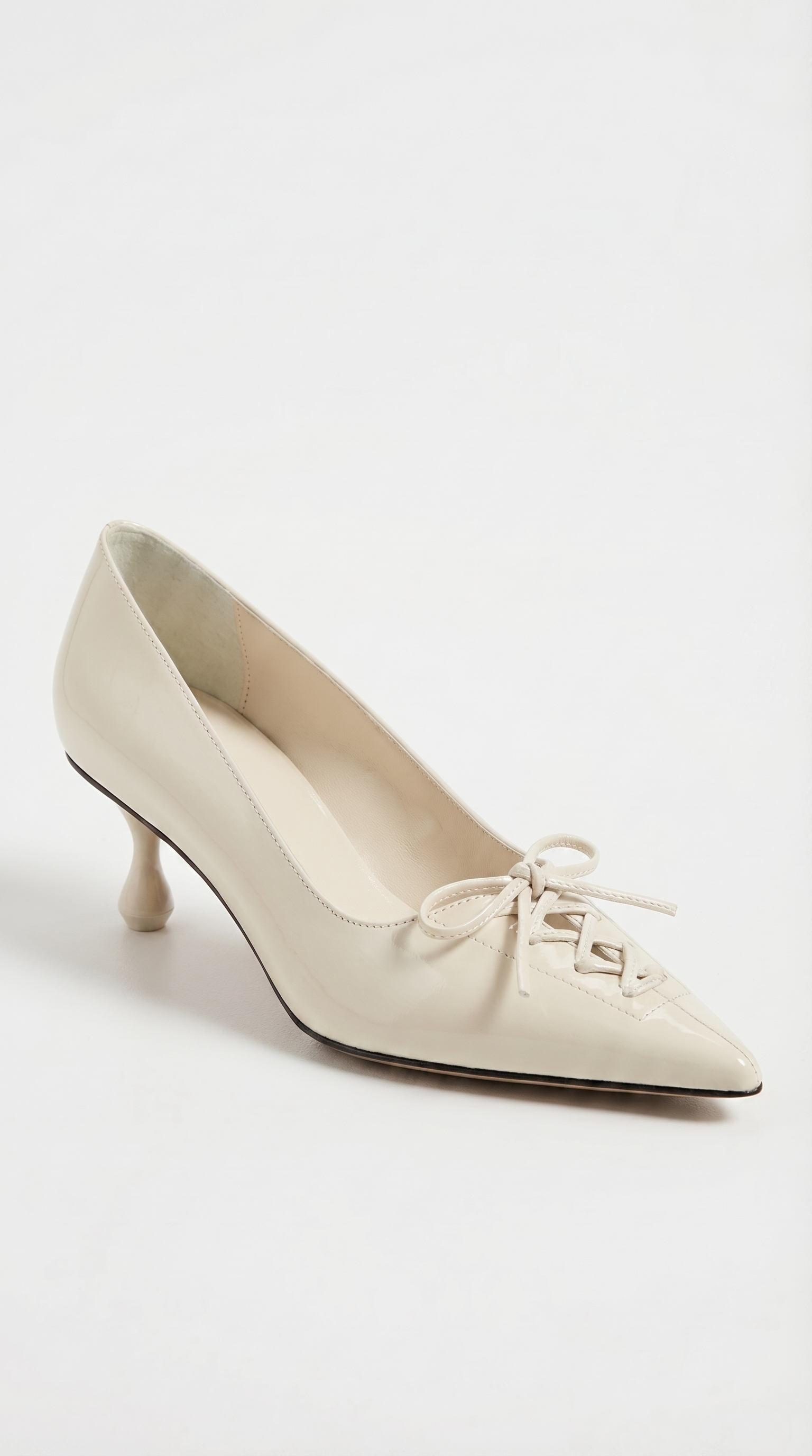 Namos - Lace-Up Pointed-Toe Kitten Heel White