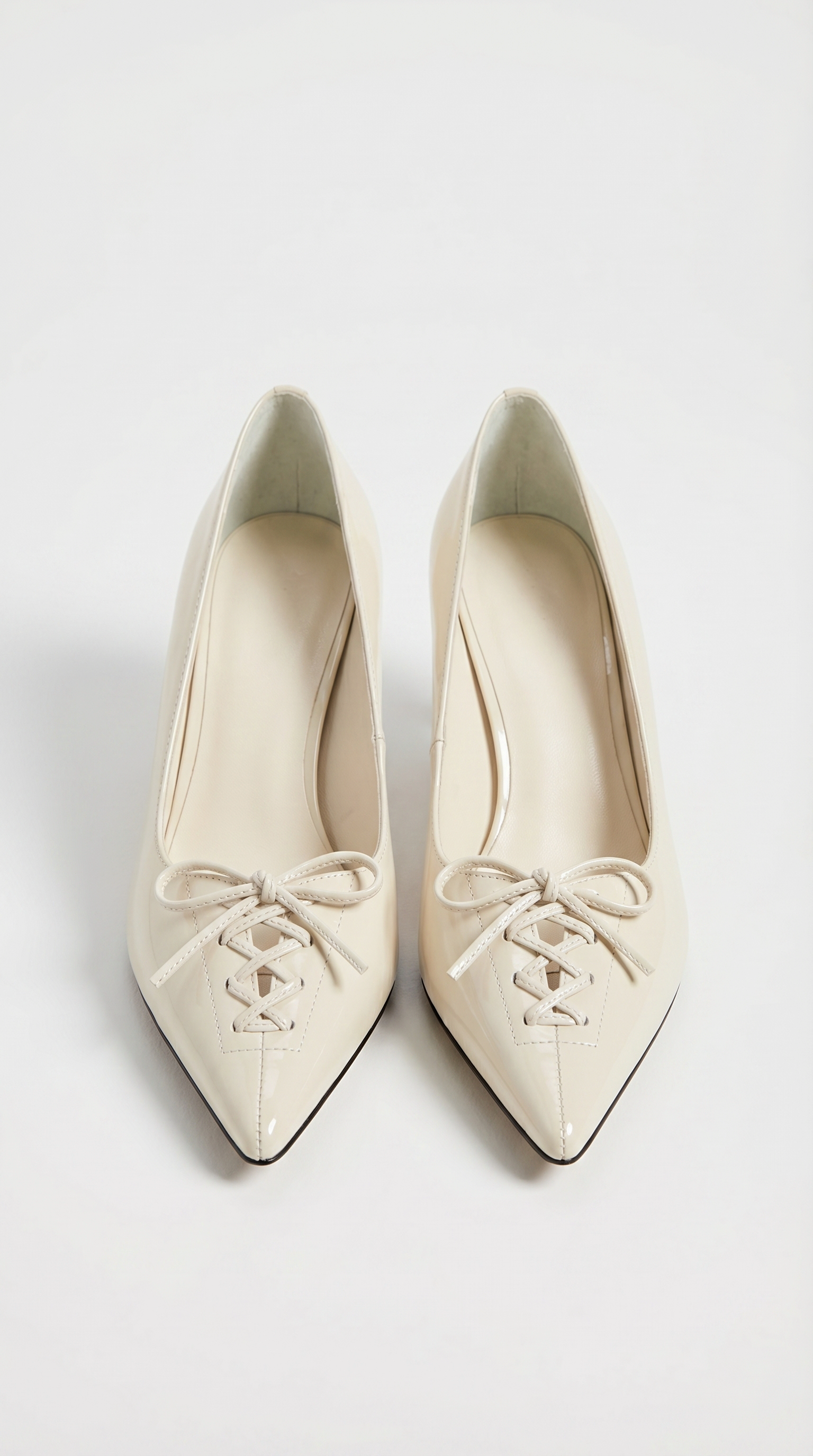 Namos - Lace-Up Pointed-Toe Kitten Heel White