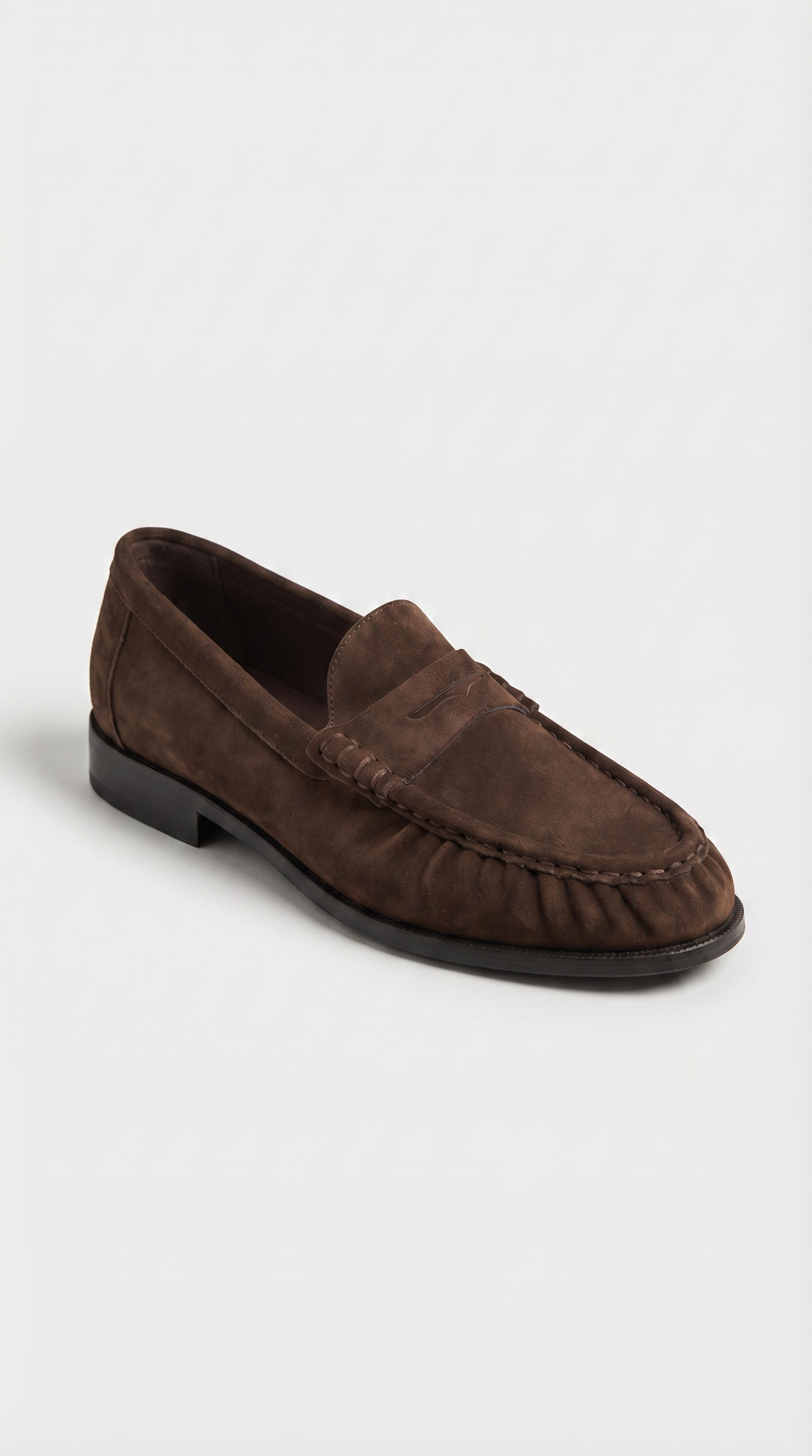 Costas - Ruched Leather & Suede Penny Loafer Brown