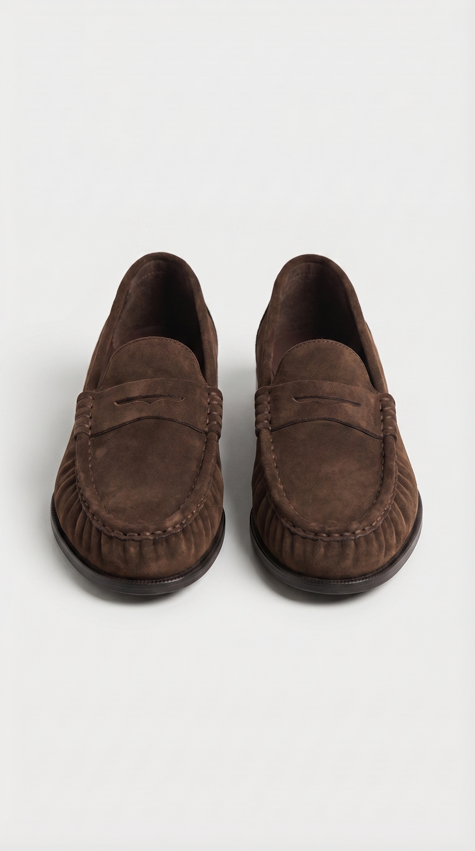Costas - Ruched Leather & Suede Penny Loafer Brown