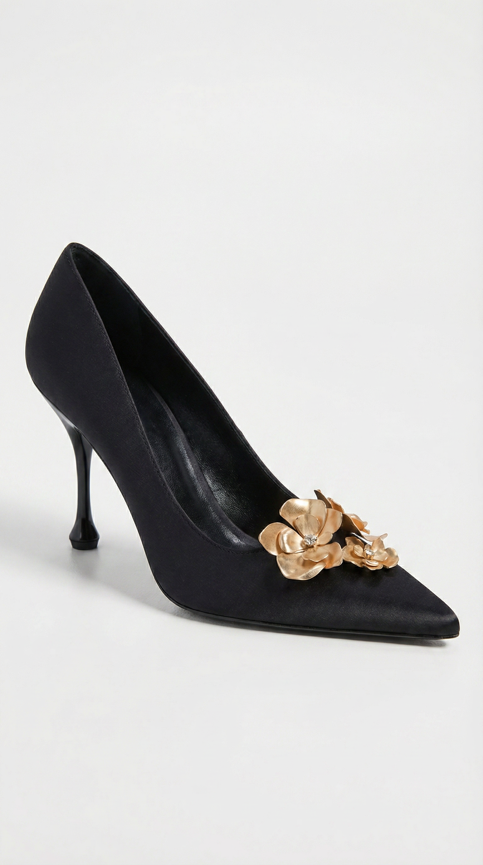 Alessa - 3D Floral-Embellished Satin Stiletto