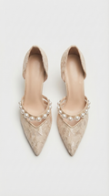 Astor - Pearl-Embellished Lace d'Orsay Pump