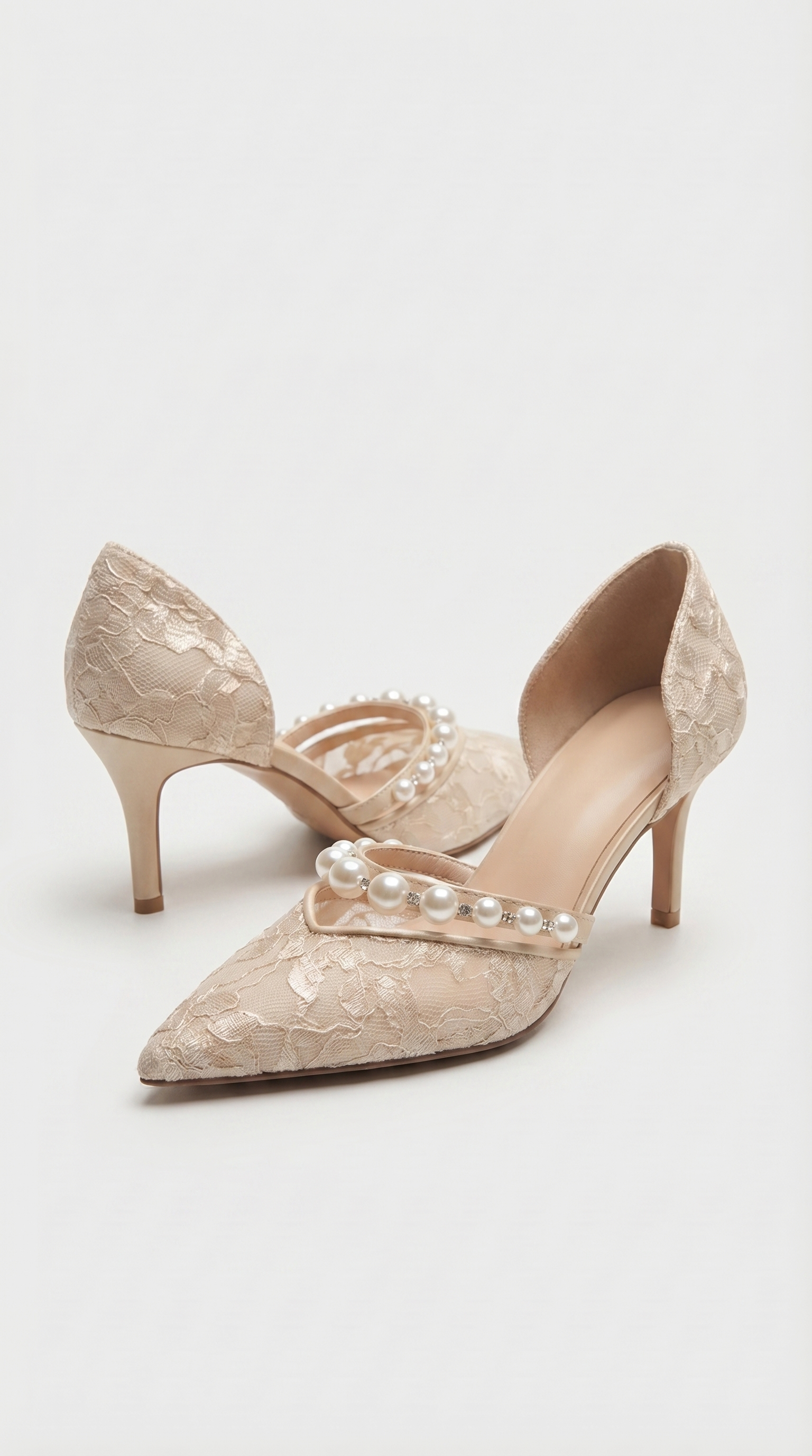 Astor - Pearl-Embellished Lace d'Orsay Pump