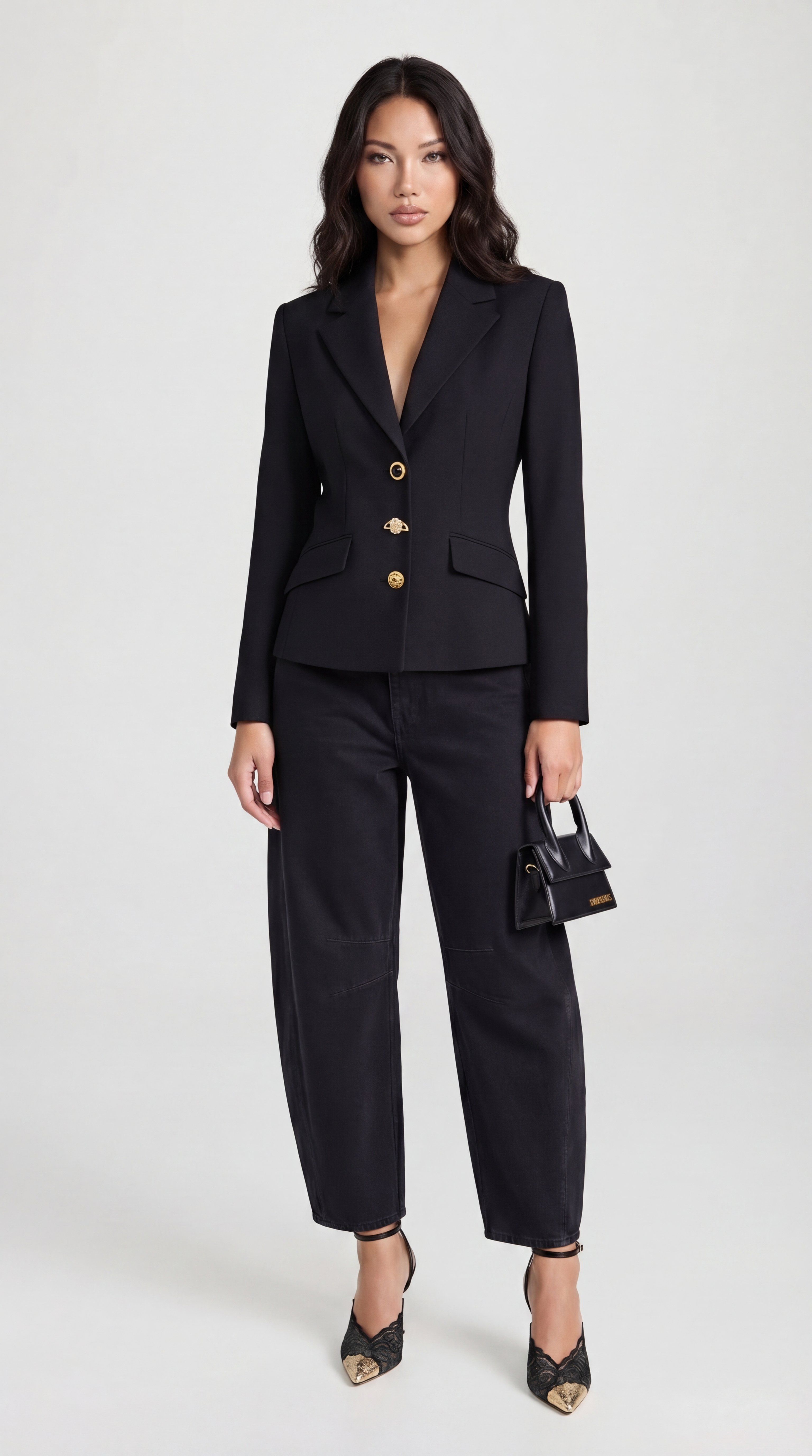 Nola - Slimming Spliced Laced-Up Blazer