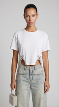 Raba - Crystal-Embellished Cut-Out T-Shirt