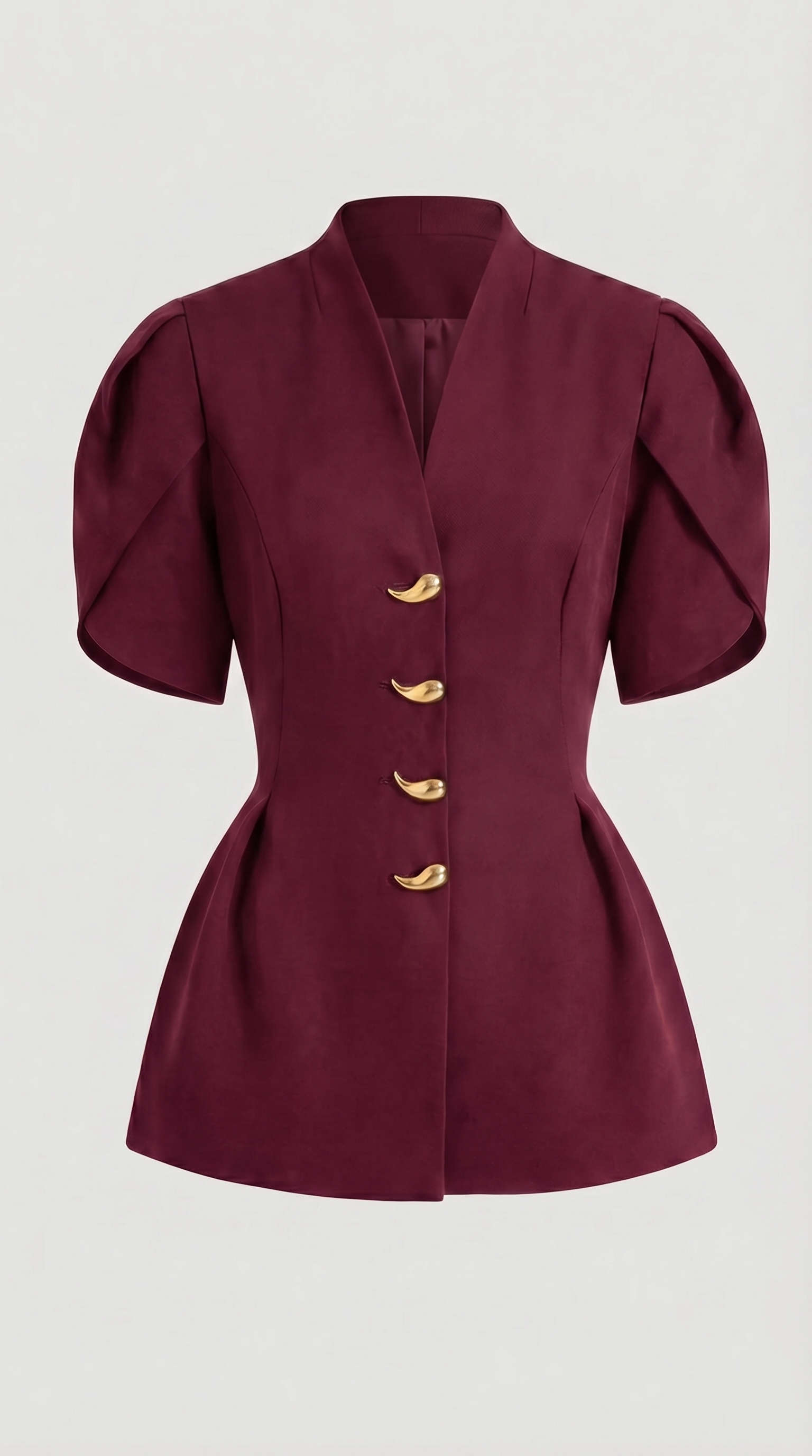 Livo - Puff-Sleeve Burgundy Set