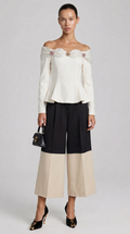 Arana - Sexy Slash Neck Crop Top Apricot