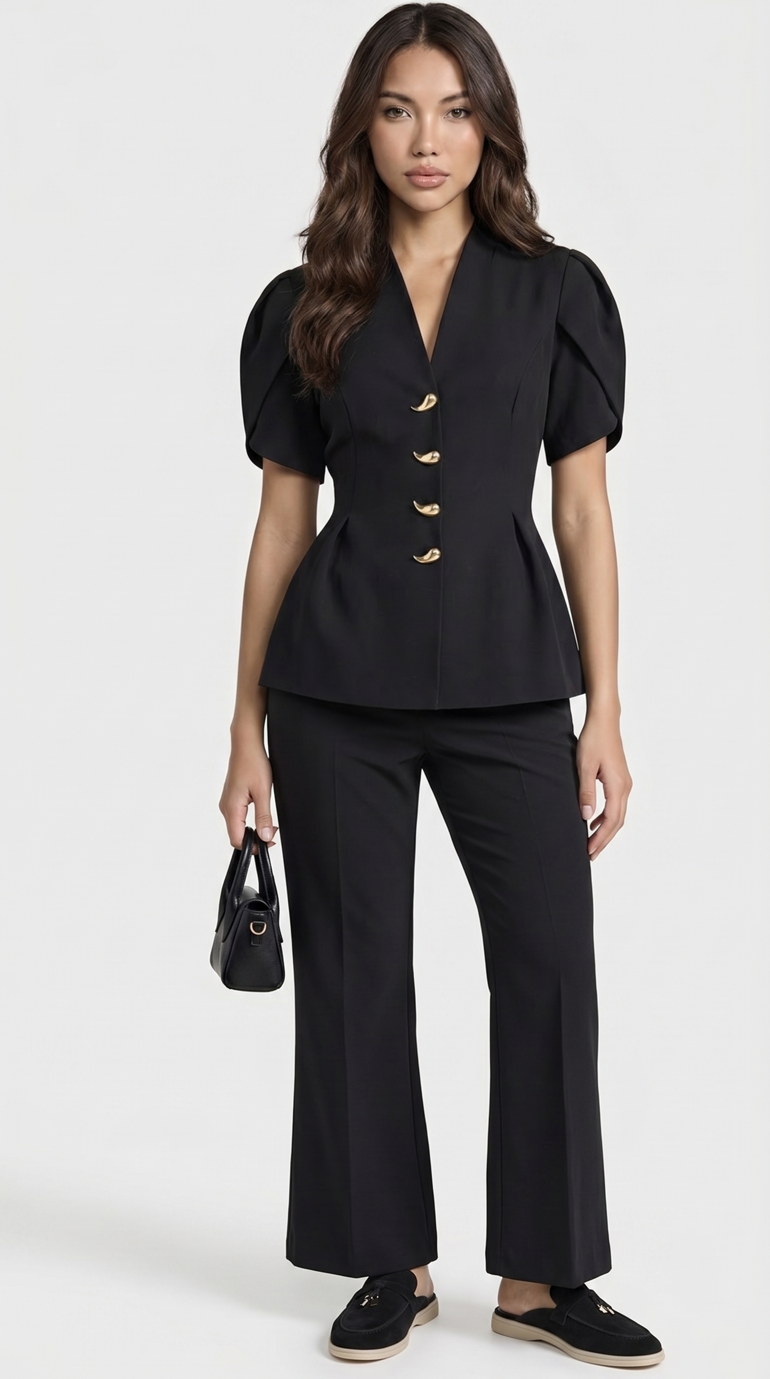 Livo - Puff-Sleeve Black Set