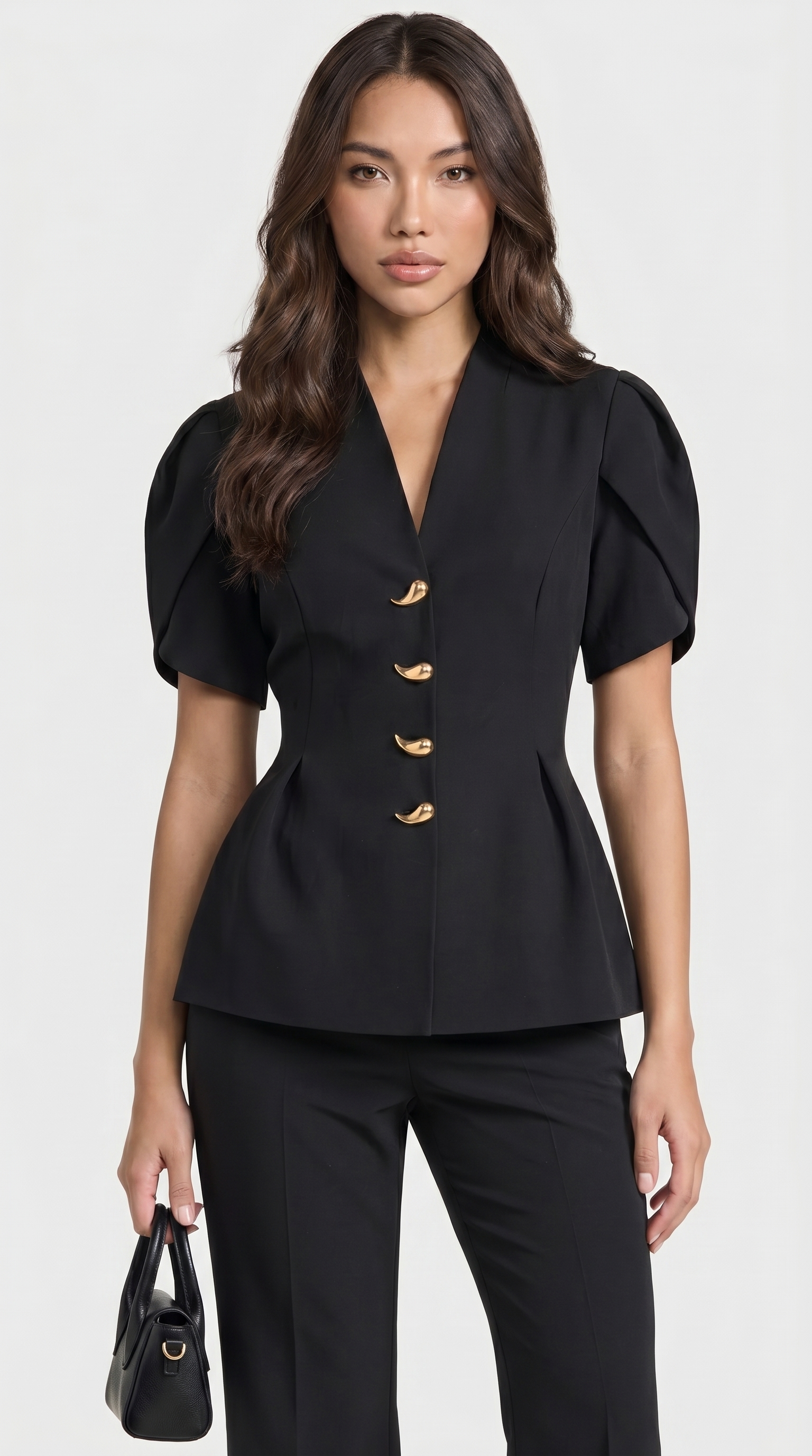 Livo - Puff-Sleeve Black Set