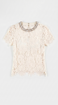 BONI - BLUSA DE ENCAJE GUIPUR CON CRISTALES BLANCA