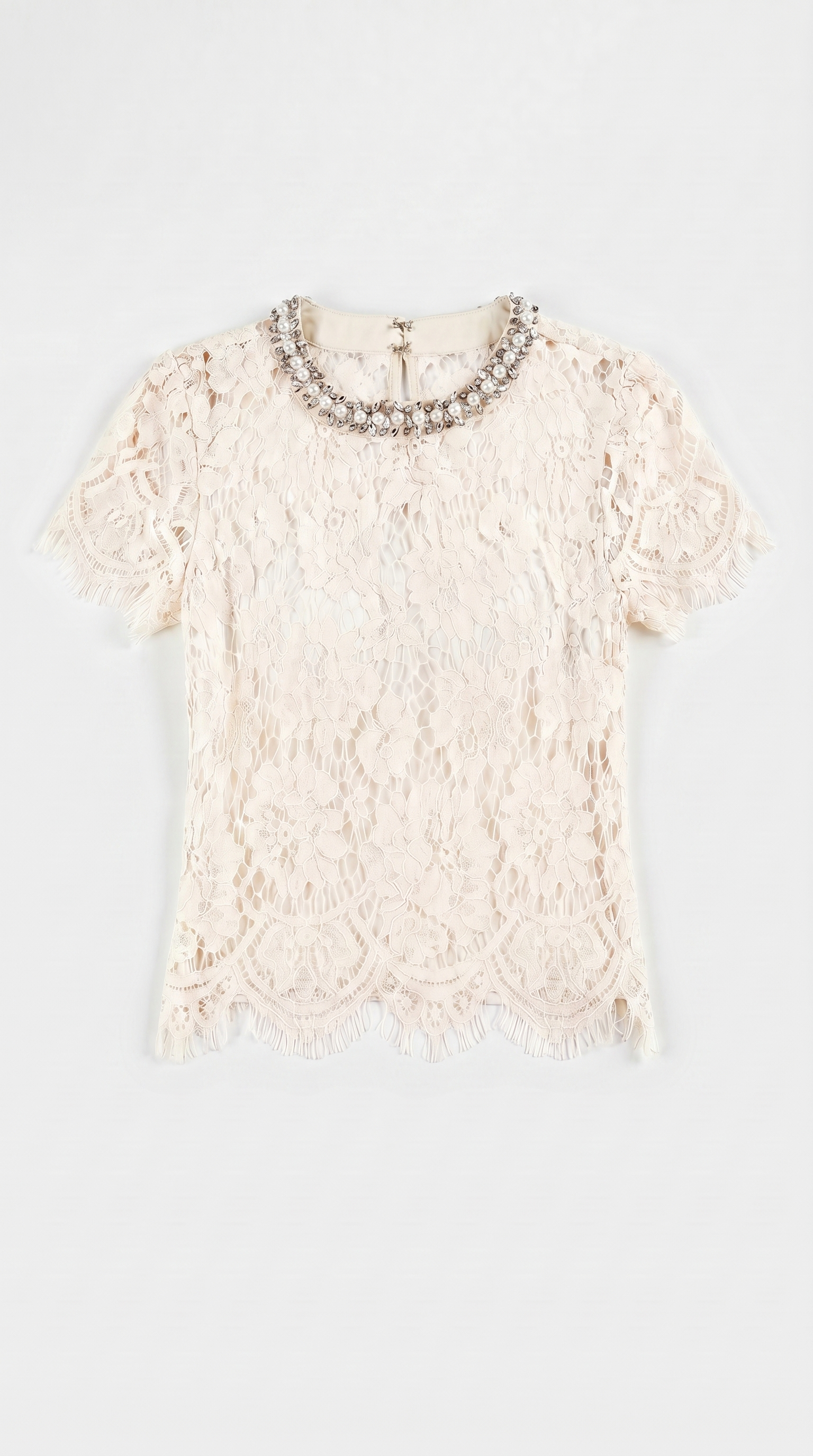 Boni - Crystal-Embellished Guipure Lace Blouse White