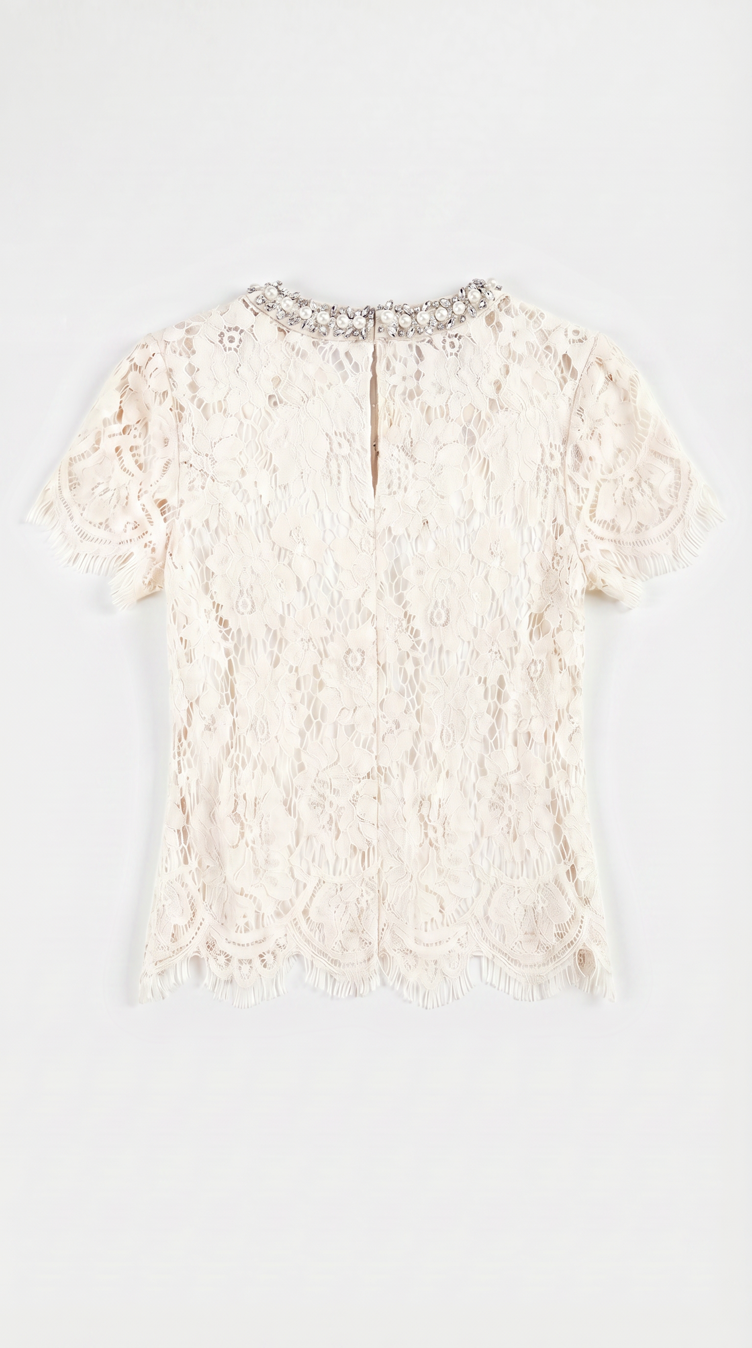 Boni - Crystal-Embellished Guipure Lace Blouse White