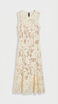 ESTEN - VESTIDO MIDI SIN MANGAS DE ENCAJE GUIPUR
