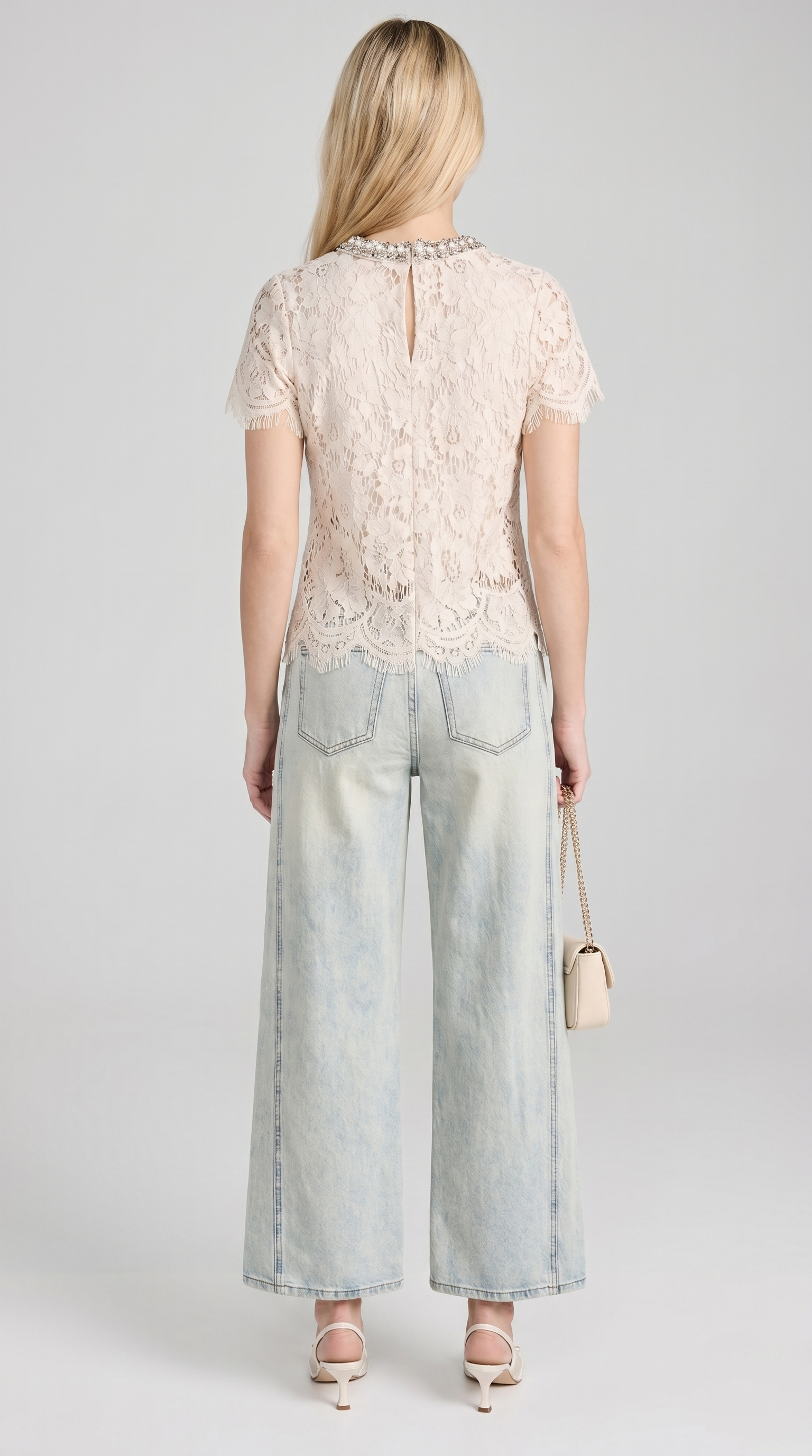 Boni - Crystal-Embellished Guipure Lace Blouse White