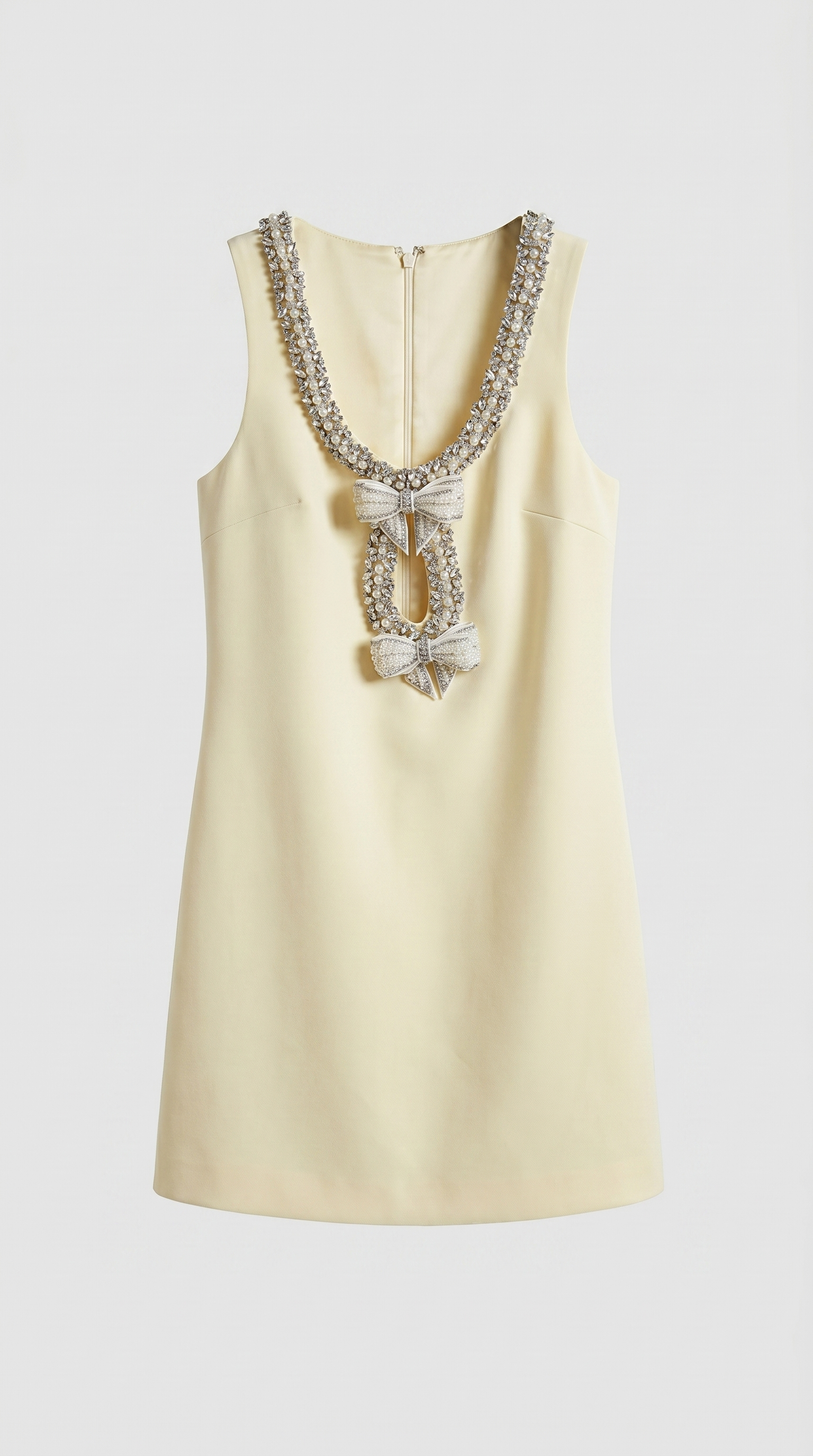 Giva - Crystal-Bow Keyhole Mini Dress